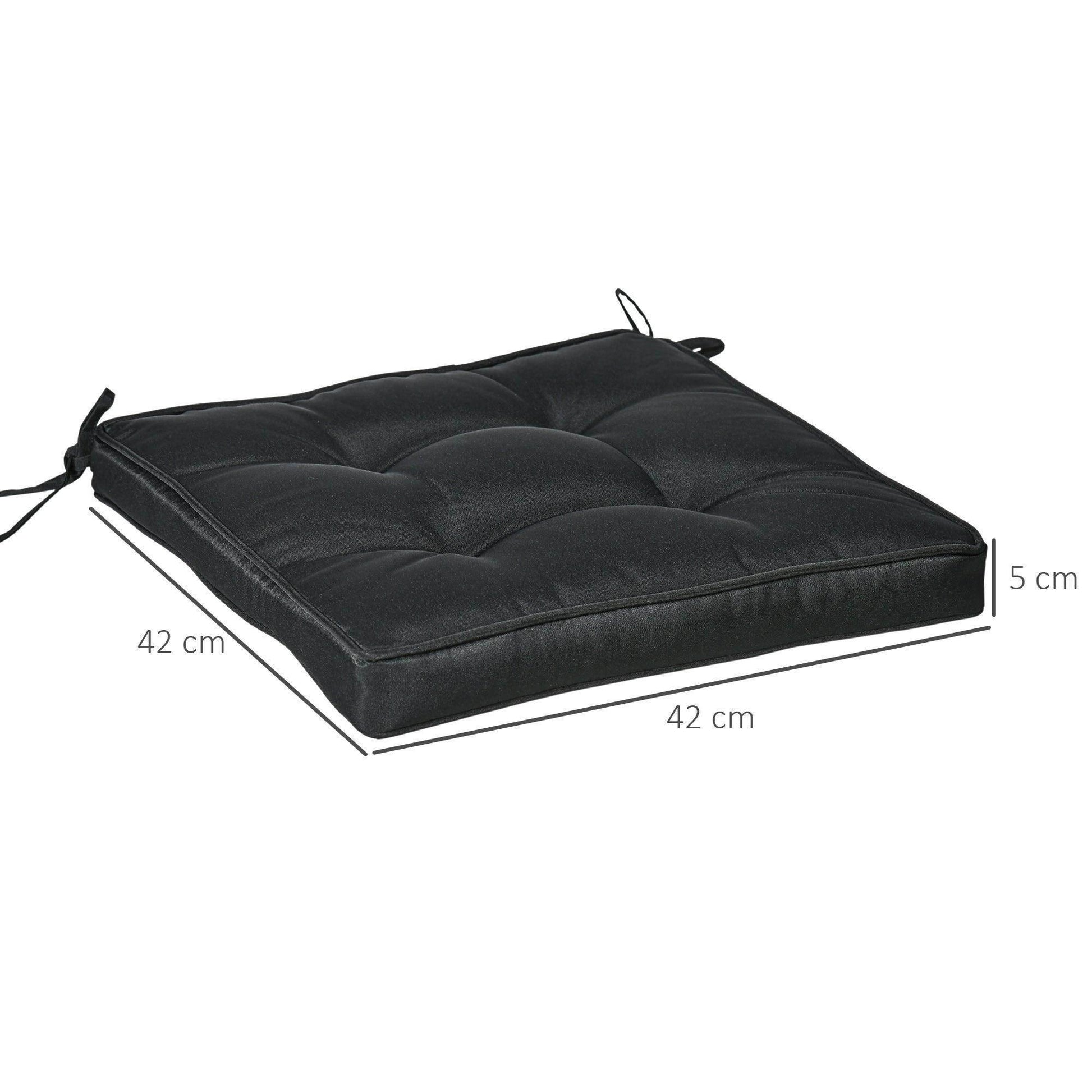 Outsunny Garden Seat Cushion: 40x40cm, Ties, Black - ALL4U RETAILER LTD