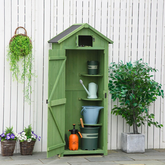 Outsunny Garden Shed Vertical Utility Storage Cabinet - Green - ALL4U RETAILER LTD