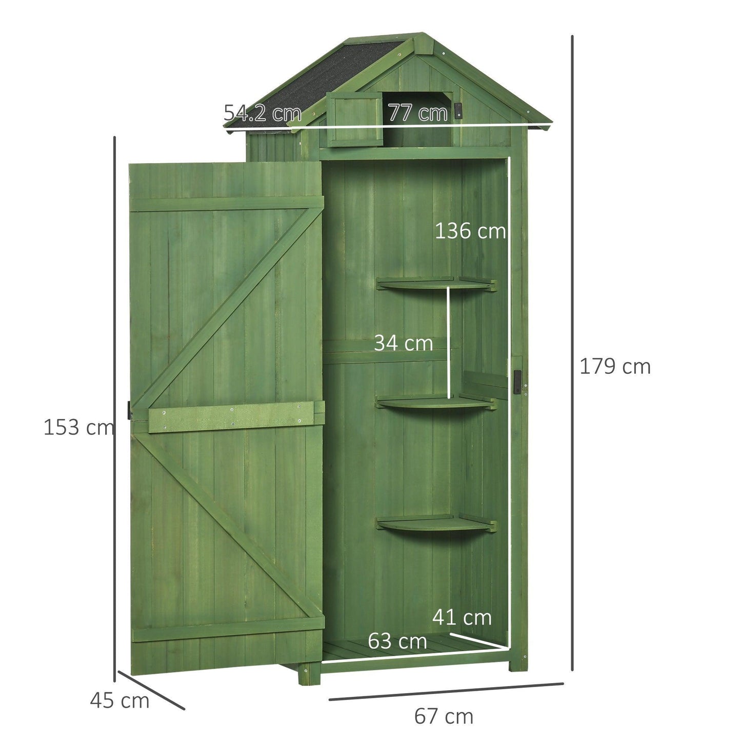 Outsunny Garden Shed Vertical Utility Storage Cabinet - Green - ALL4U RETAILER LTD