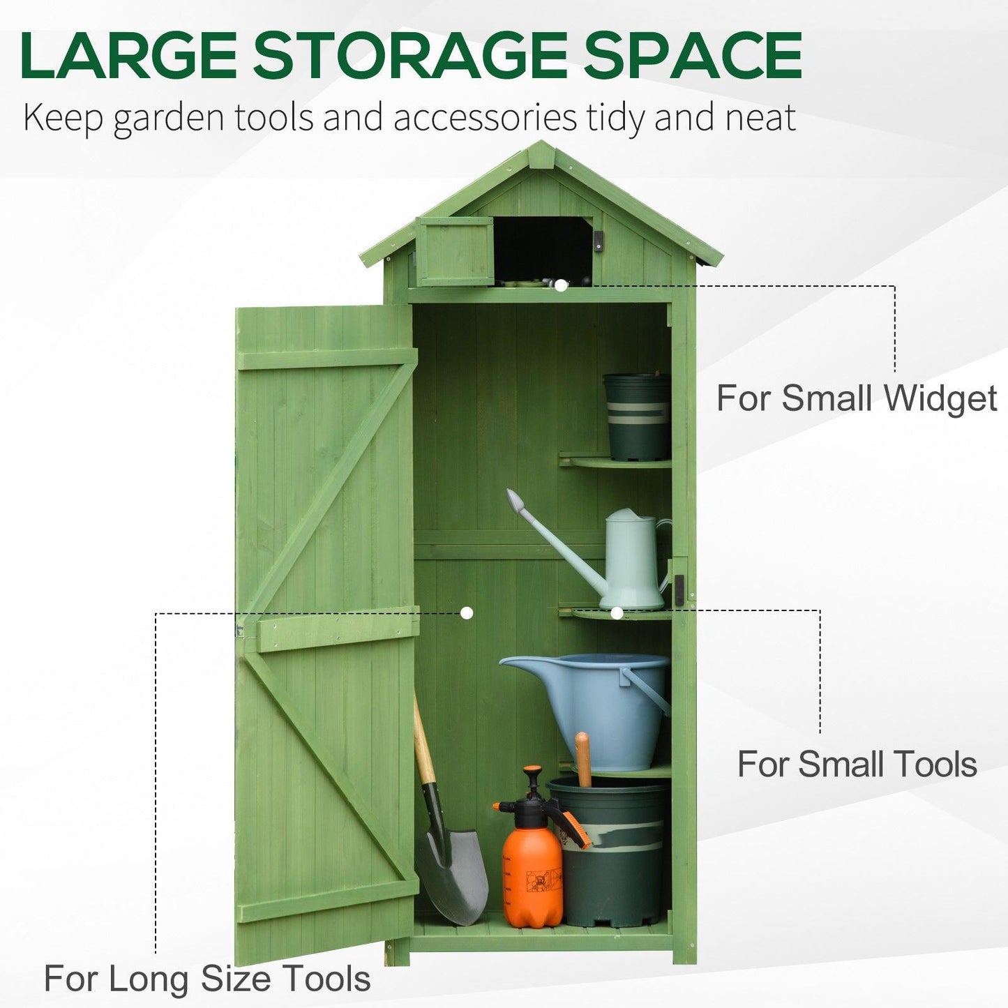 Outsunny Garden Shed Vertical Utility Storage Cabinet - Green - ALL4U RETAILER LTD