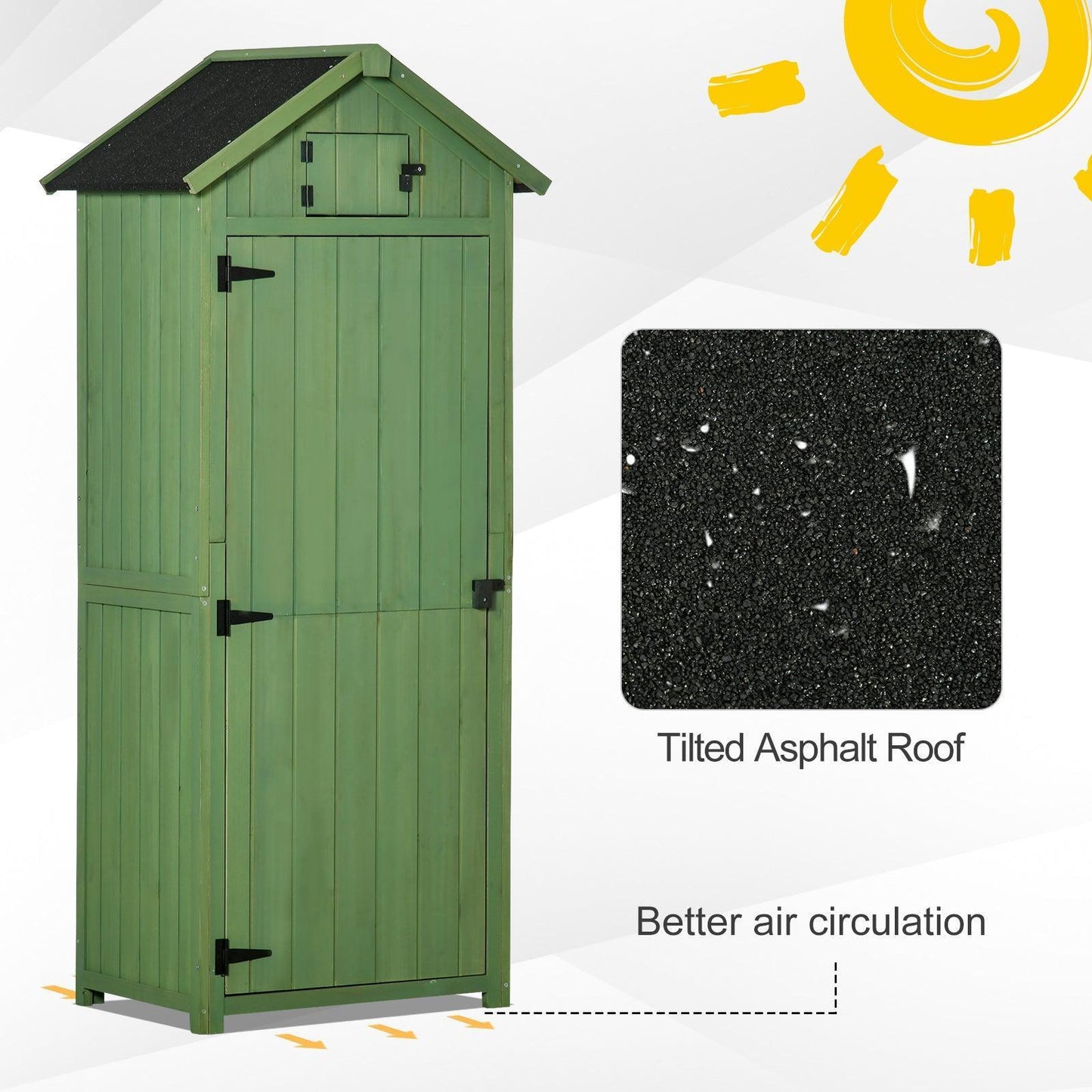 Outsunny Garden Shed Vertical Utility Storage Cabinet - Green - ALL4U RETAILER LTD