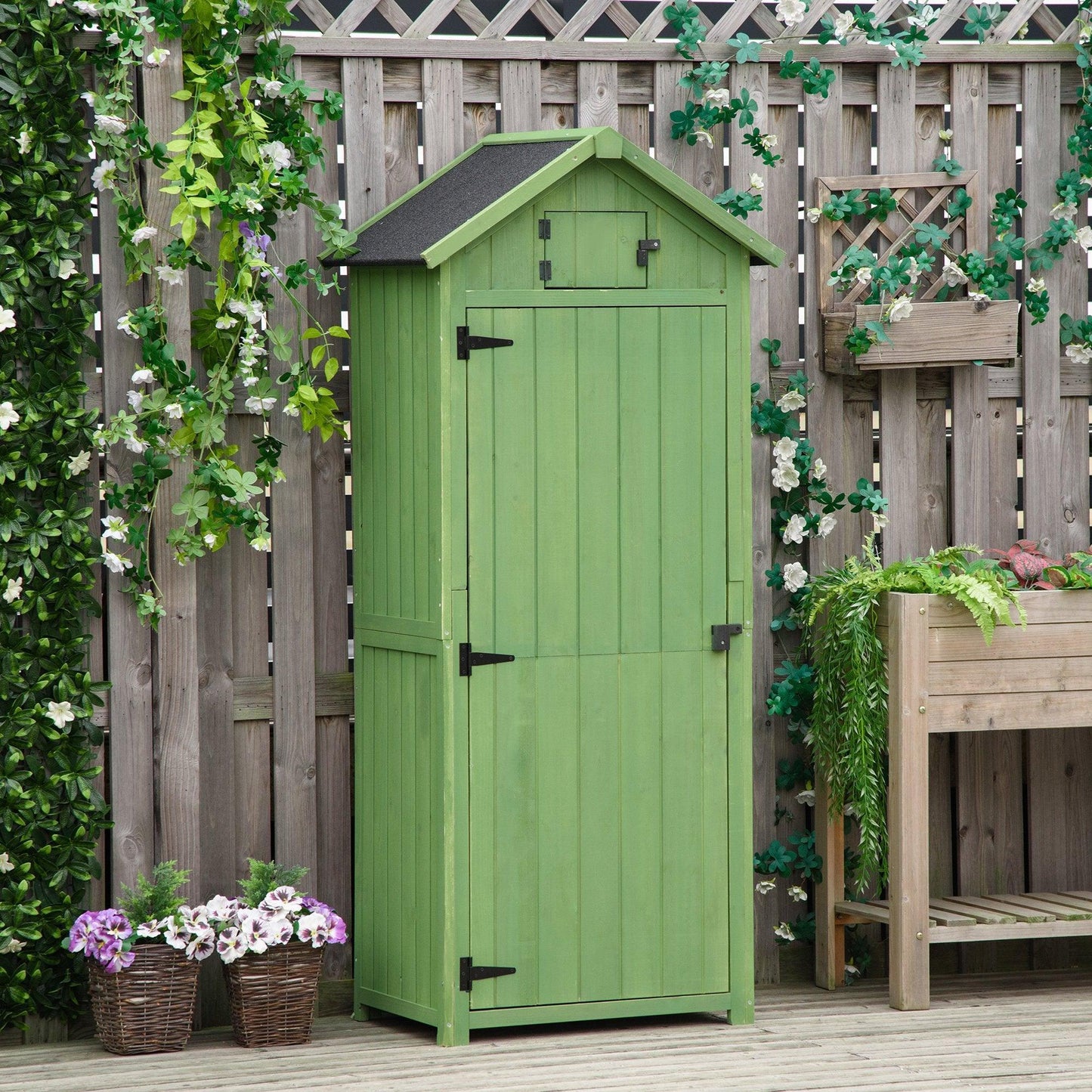 Outsunny Garden Shed Vertical Utility Storage Cabinet - Green - ALL4U RETAILER LTD