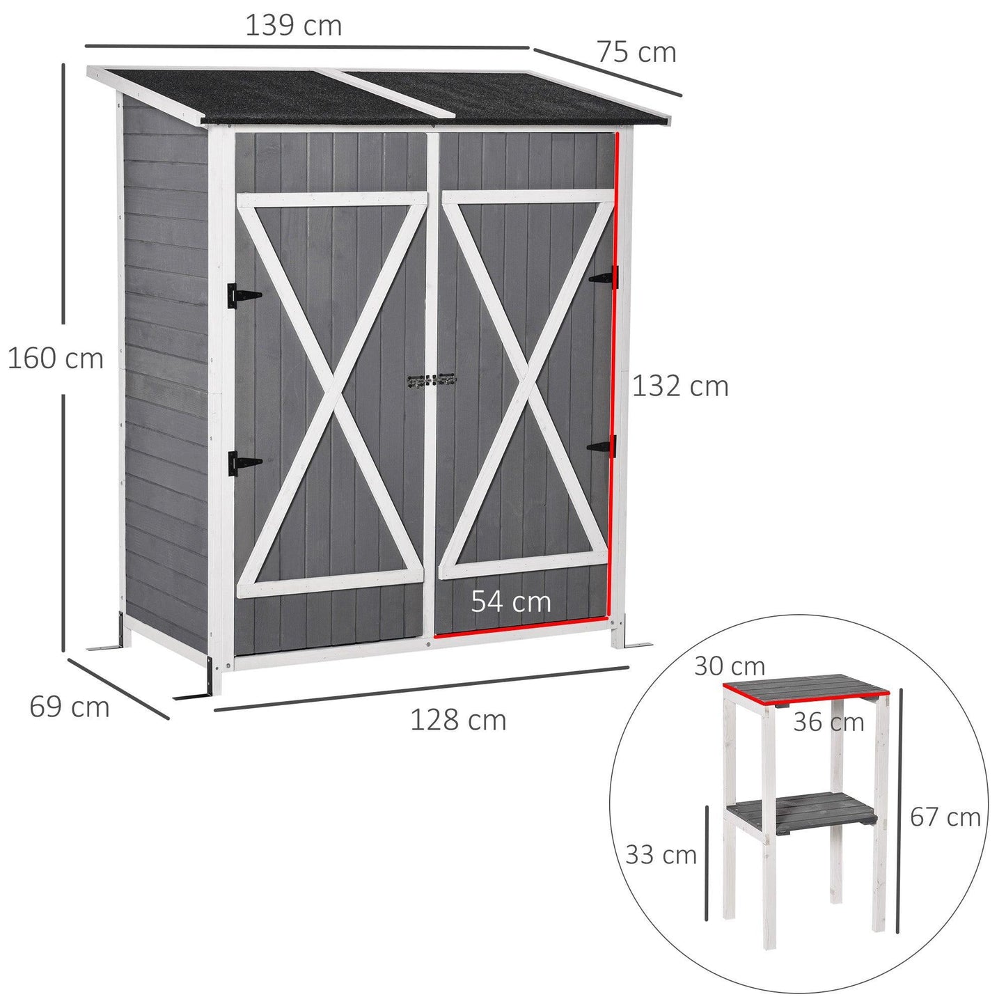 Outsunny Garden Shed with Storage Table - Lockable and Multifunctional - ALL4U RETAILER LTD