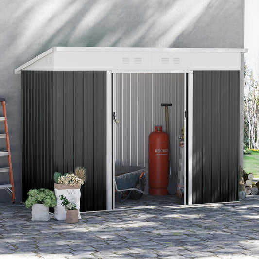 Outsunny Garden Storage Shed - 7.6 x 4.3ft Compact Dark Grey - ALL4U RETAILER LTD