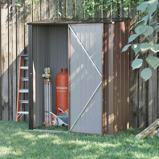 Outsunny Garden Storage Shed - Lockable Door, Brown - ALL4U RETAILER LTD