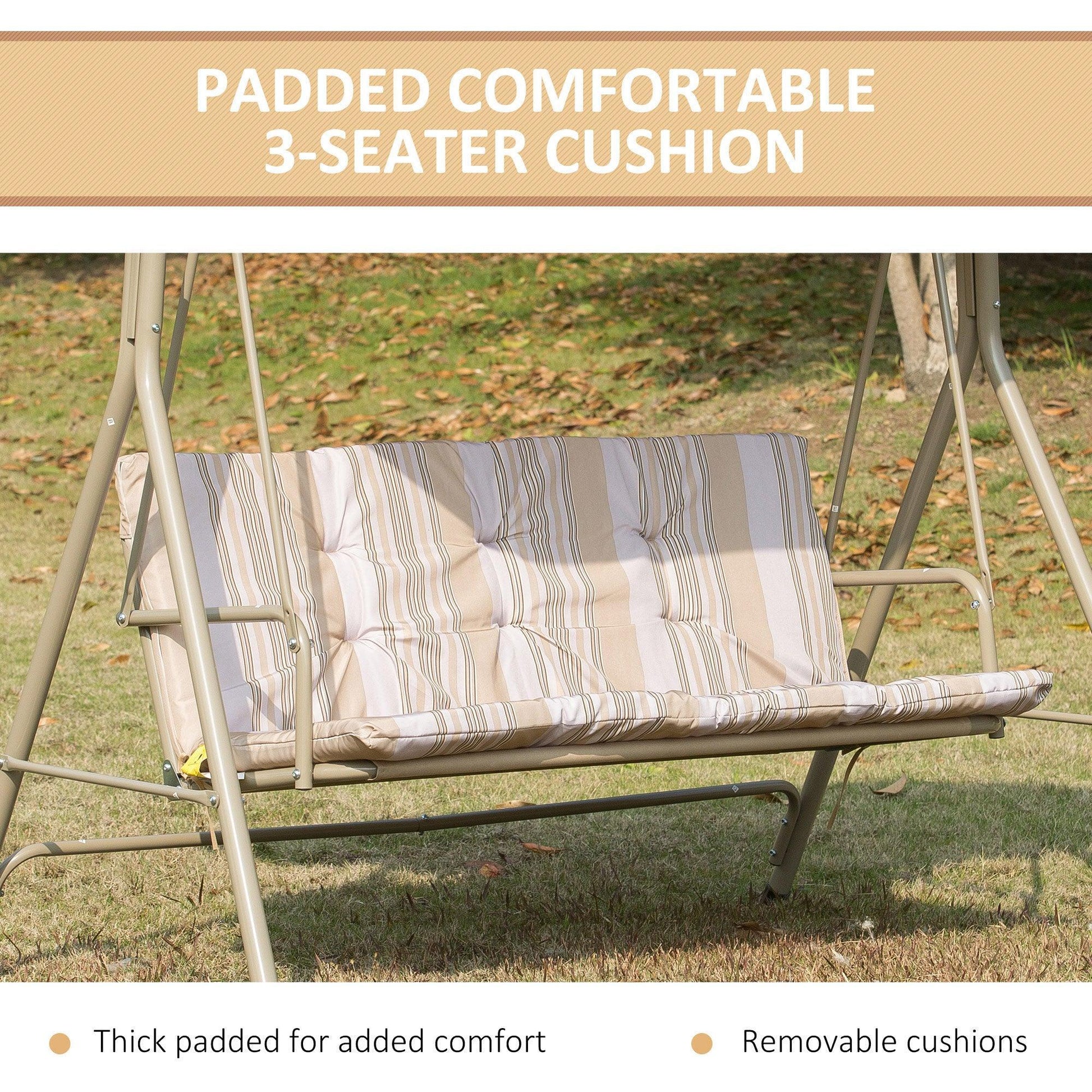 Outsunny Garden Swing Chair - Brown, Canopy, Cushion - ALL4U RETAILER LTD