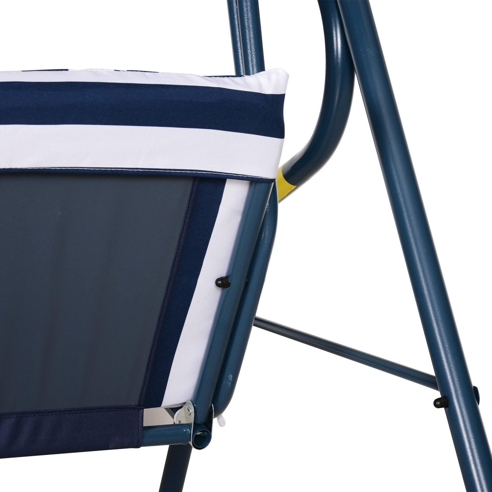 Outsunny Garden Swing Chair with Canopy - Blue Stripes - ALL4U RETAILER LTD