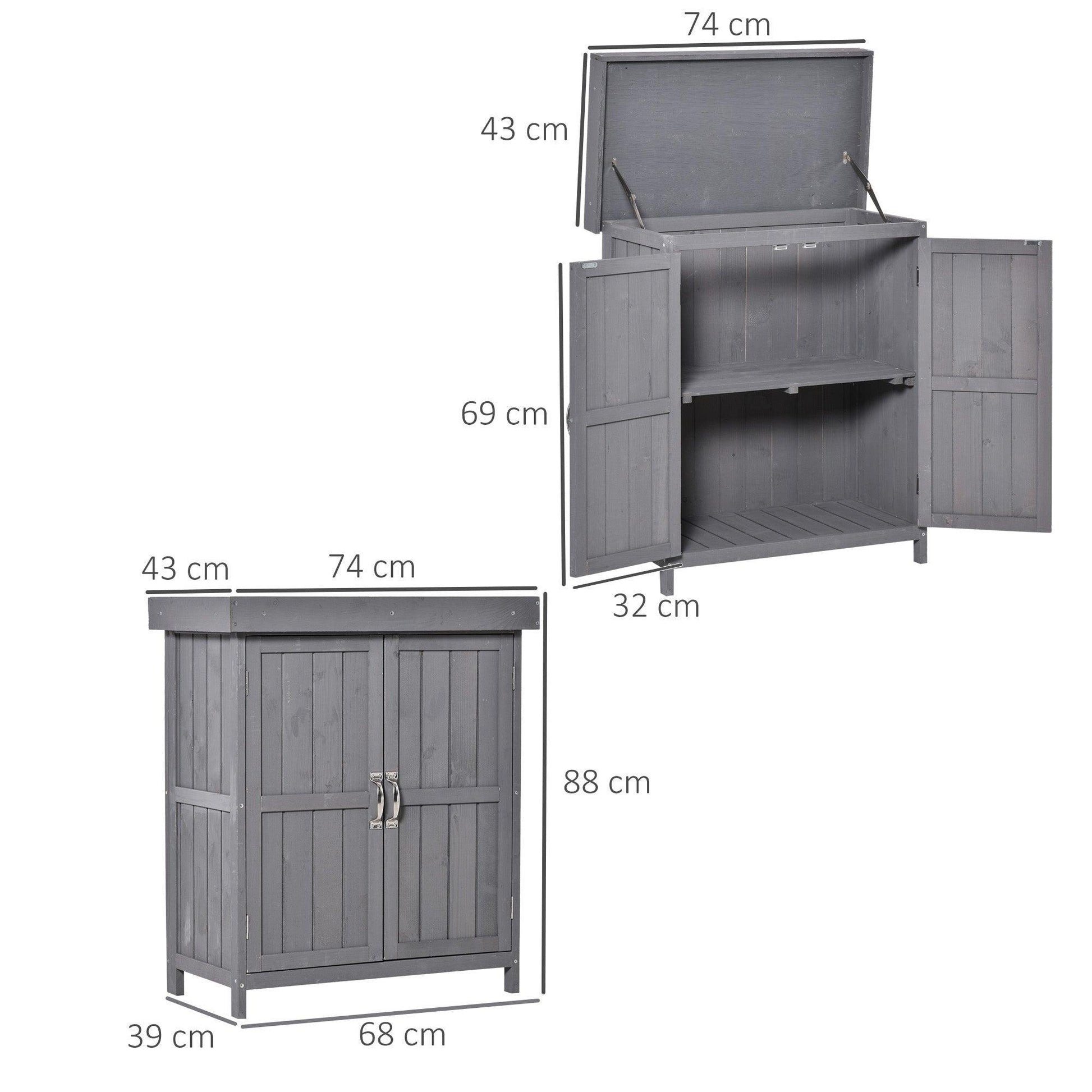 Outsunny Garden Tool Cabinet with Shelves - Grey - ALL4U RETAILER LTD