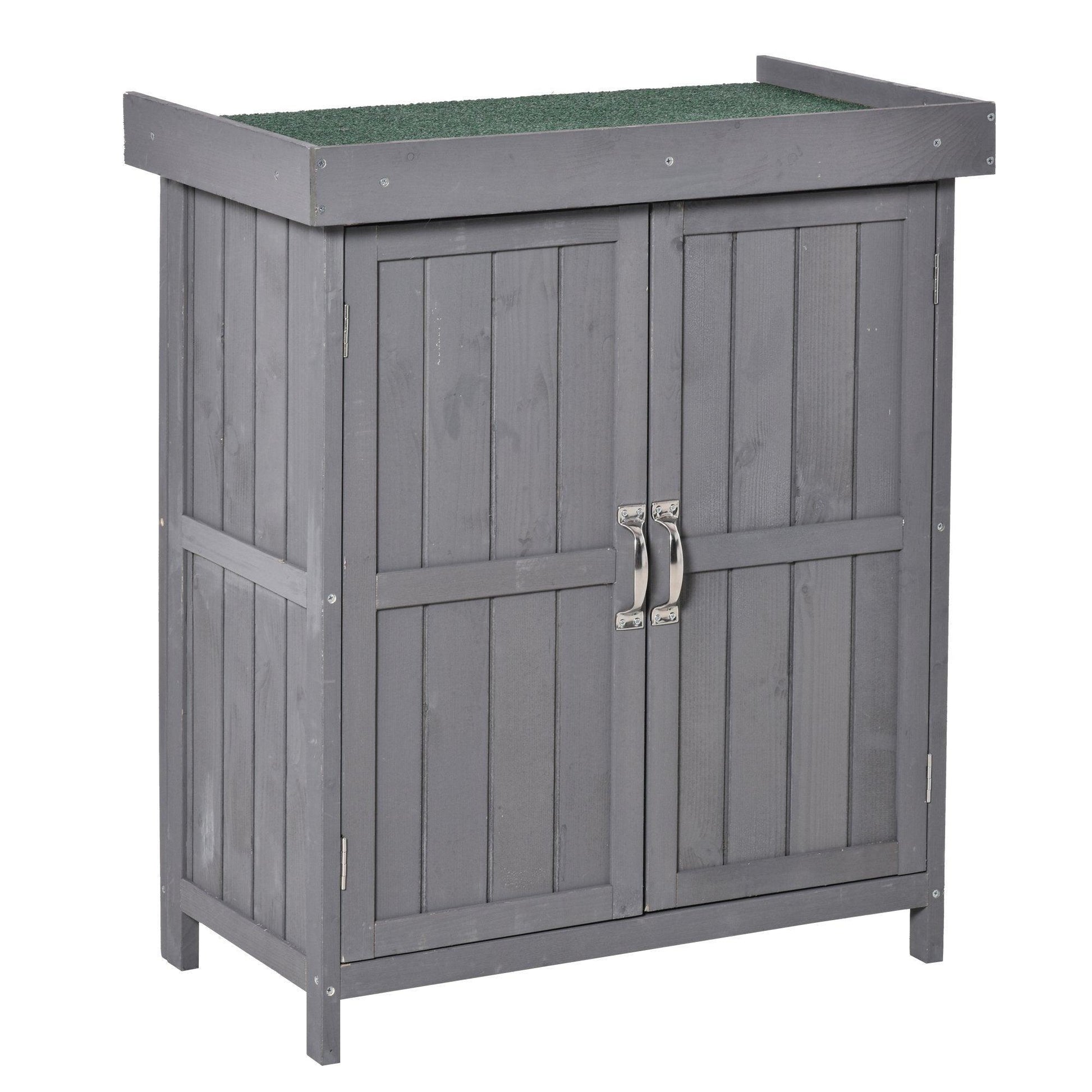 Outsunny Garden Tool Cabinet with Shelves - Grey - ALL4U RETAILER LTD