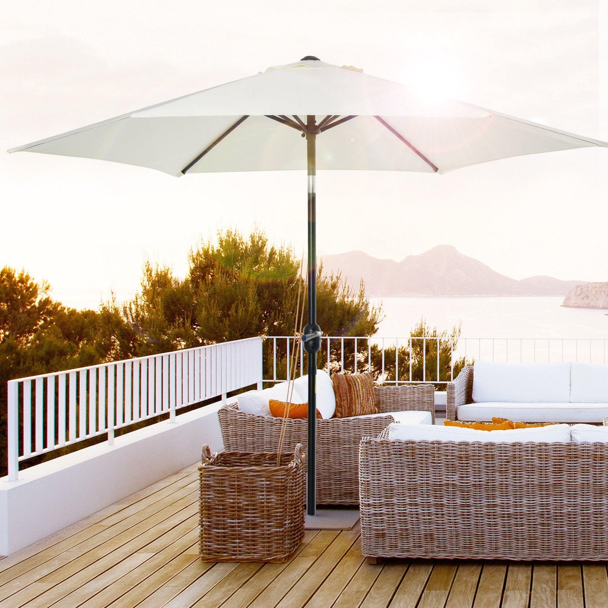 Outsunny Garden Umbrella - Sun Shade for Patio - Cream - ALL4U RETAILER LTD