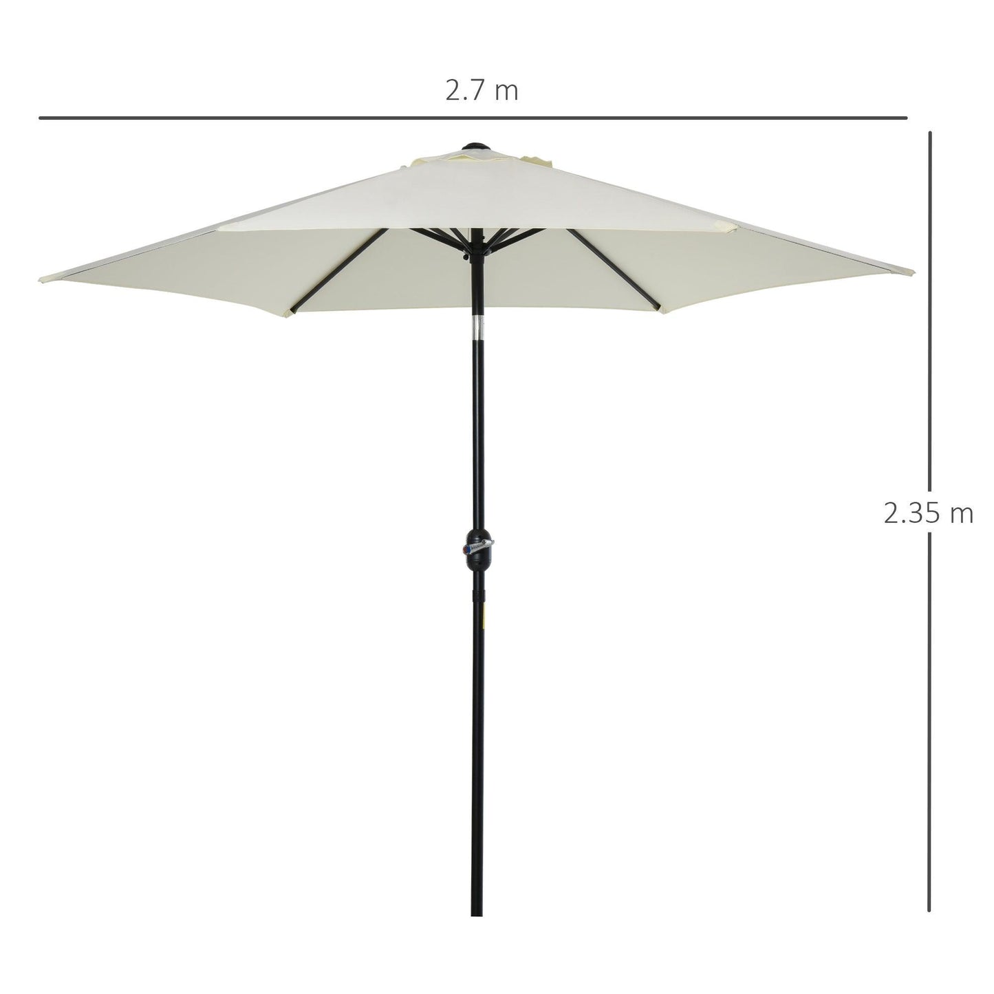 Outsunny Garden Umbrella - Sun Shade for Patio - Cream - ALL4U RETAILER LTD