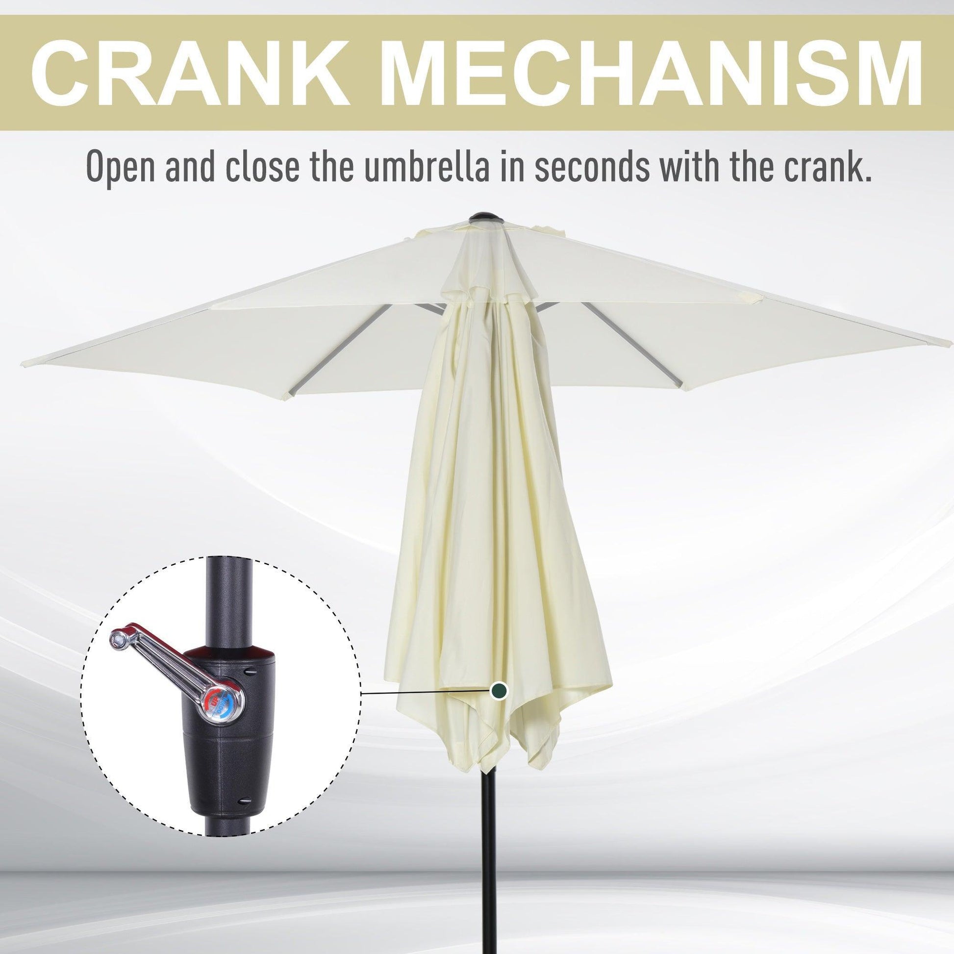 Outsunny Garden Umbrella - Sun Shade for Patio - Cream - ALL4U RETAILER LTD