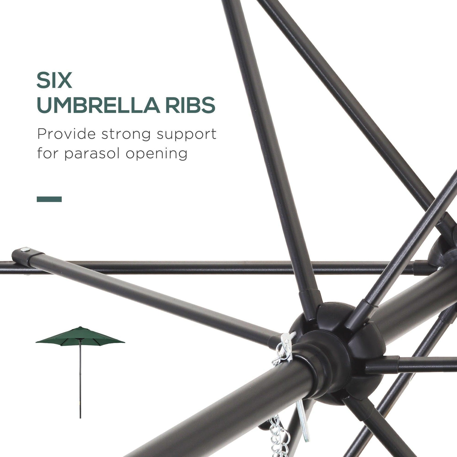 Outsunny Garden Umbrella with 6 Ribs, Green - ALL4U RETAILER LTD