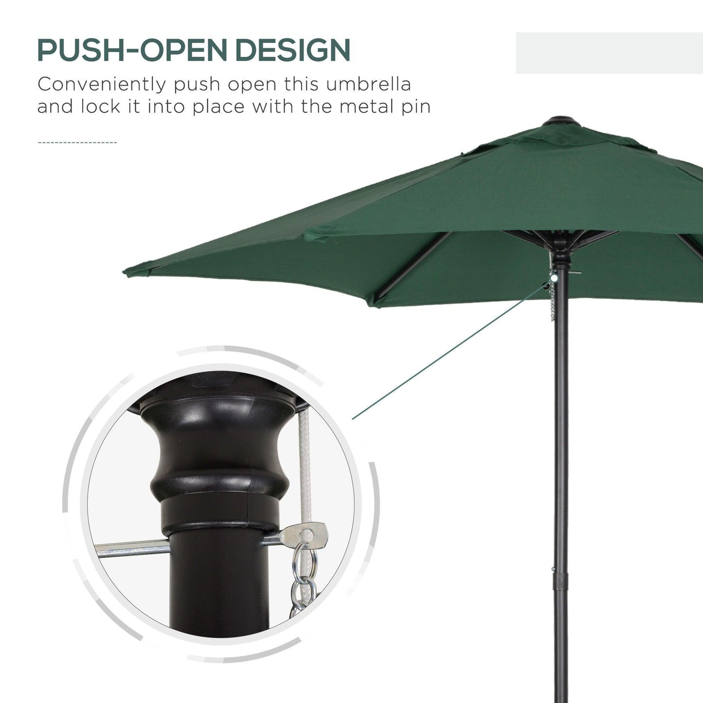 Outsunny Garden Umbrella with 6 Ribs, Green - ALL4U RETAILER LTD