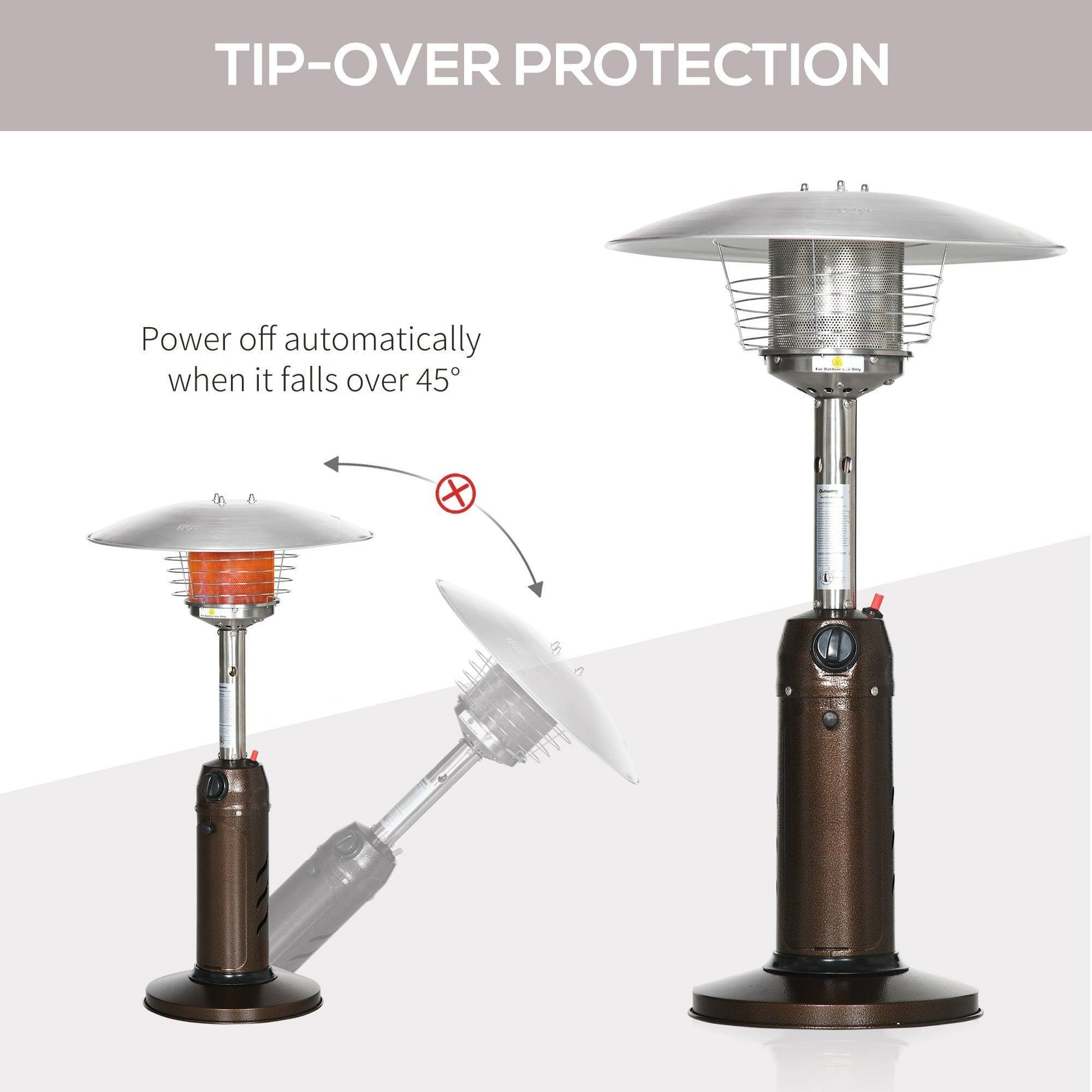 Outsunny Gas Patio Heater with Tip-over Protection - ALL4U RETAILER LTD