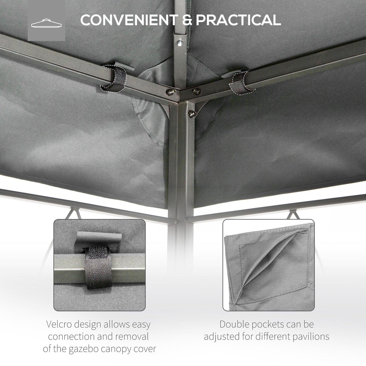 Outsunny Gazebo Canopy - UV Cover for Garden Patio - Light Grey - ALL4U RETAILER LTD