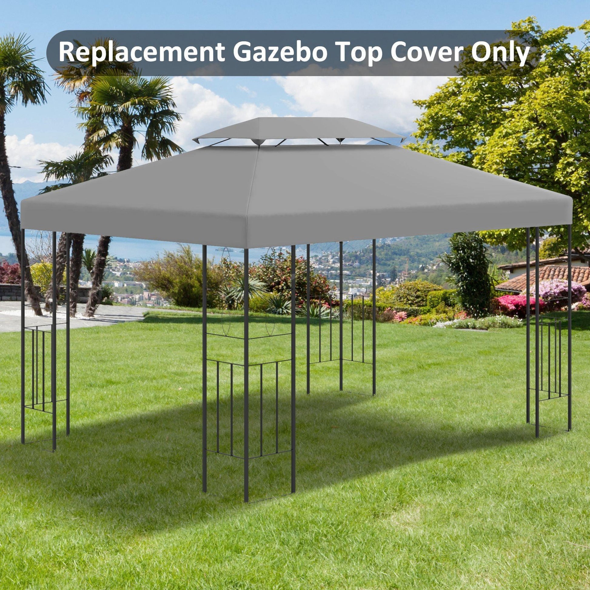 Outsunny Gazebo Canopy - UV Cover for Garden Patio - Light Grey - ALL4U RETAILER LTD