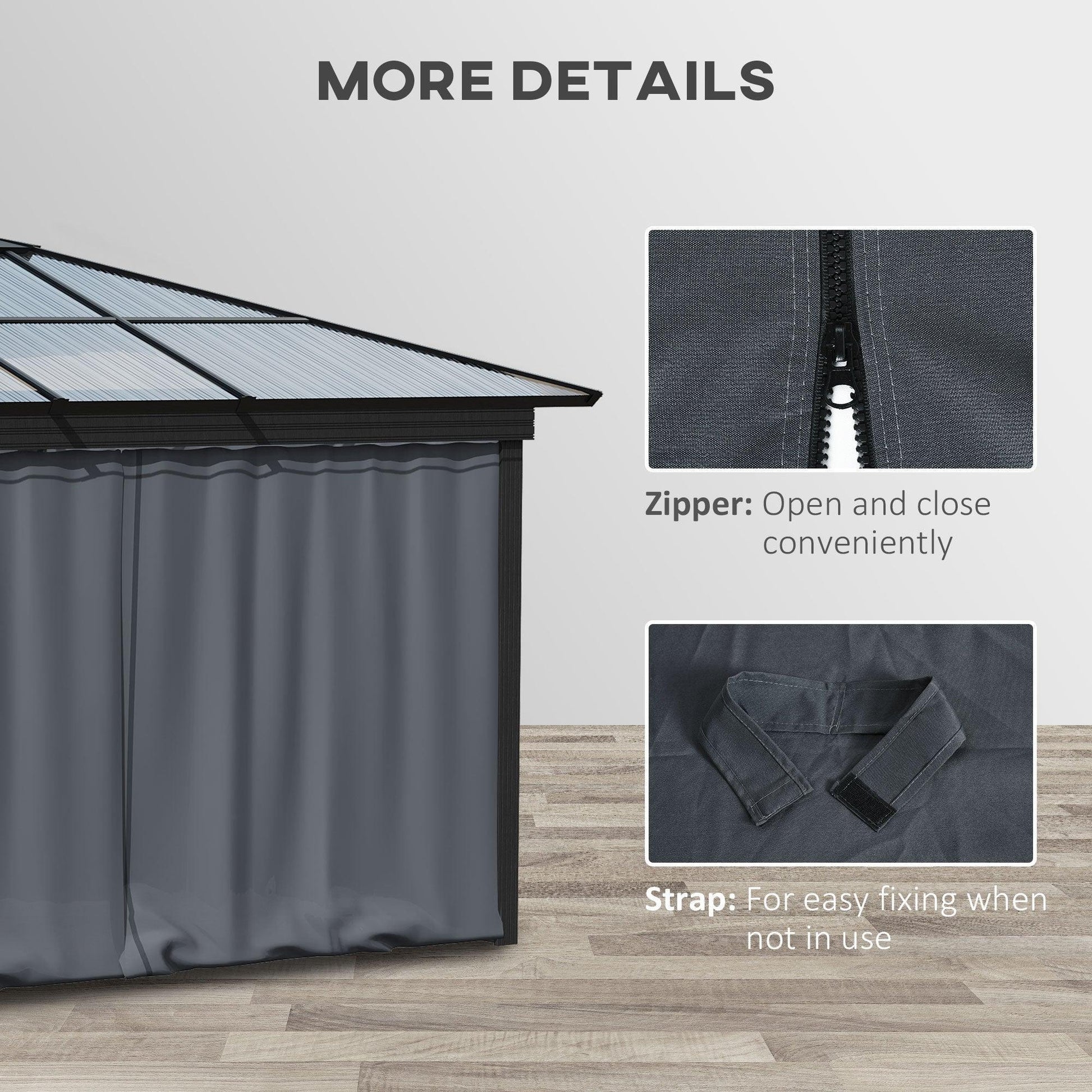 Outsunny Gazebo Curtain – Dark Grey Sidewalls (4 Panels) - ALL4U RETAILER LTD