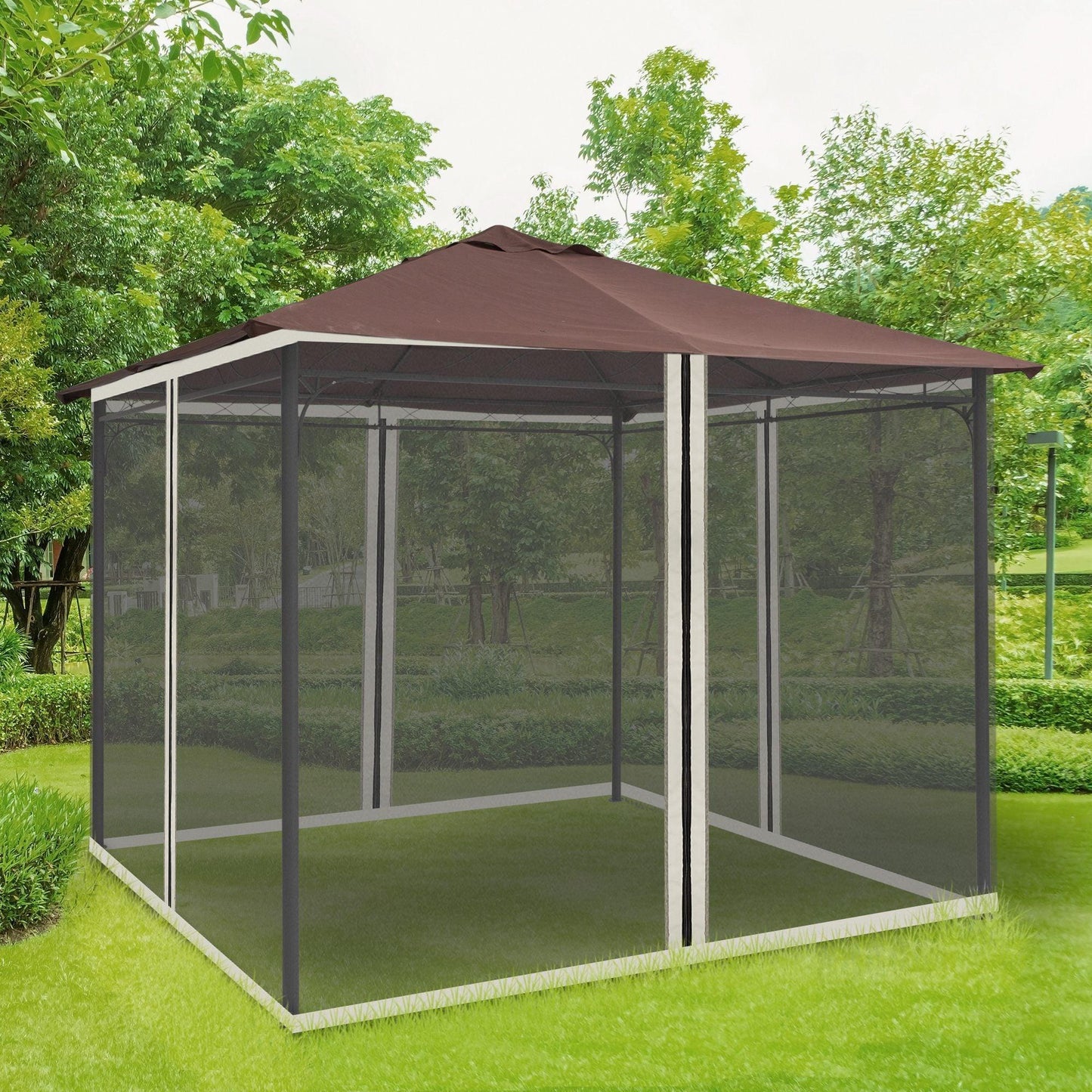 Outsunny Gazebo Mesh Walls - 10x10ft, 4-Panel, Zippered - ALL4U RETAILER LTD