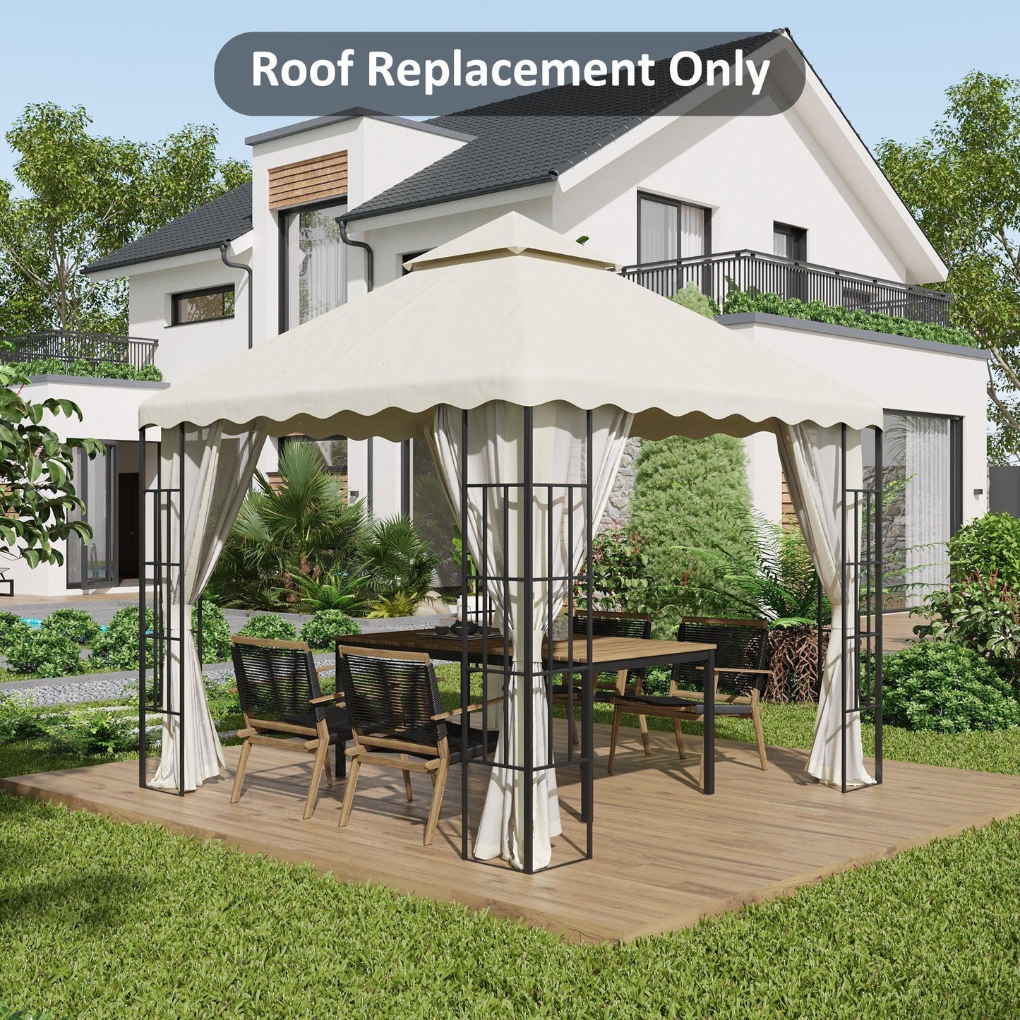 Outsunny Gazebo Replacement Cover, Cream White - ALL4U RETAILER LTD