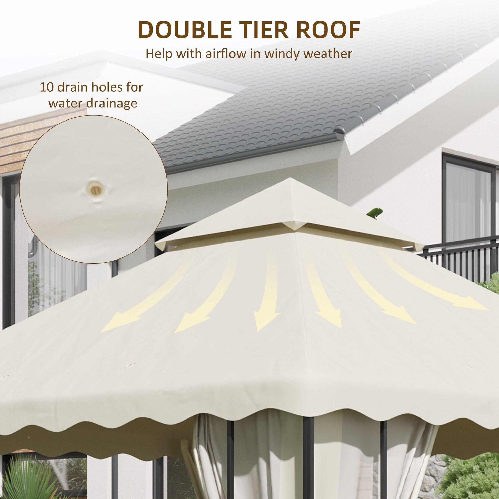 Outsunny Gazebo Replacement Cover, Cream White - ALL4U RETAILER LTD