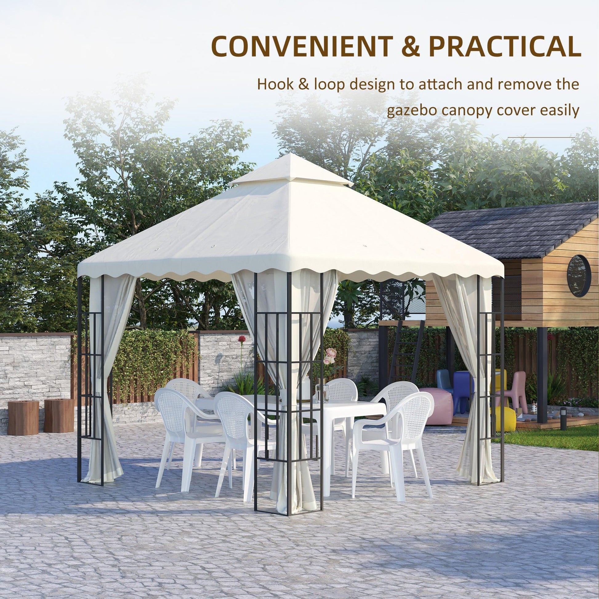 Outsunny Gazebo Replacement Cover, Cream White - ALL4U RETAILER LTD