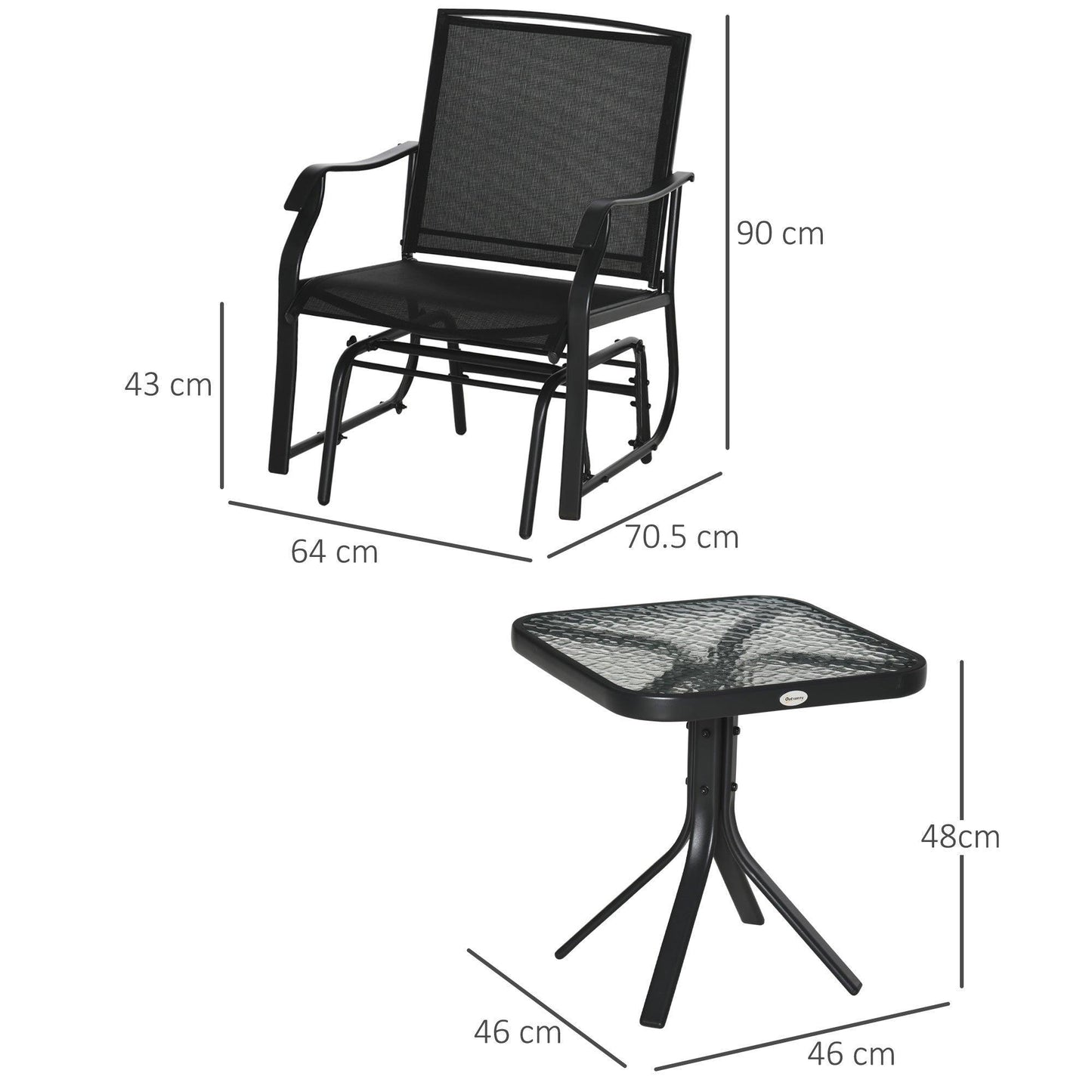 Outsunny Glider Rocking Chair Set - Outdoor Patio Furniture - ALL4U RETAILER LTD