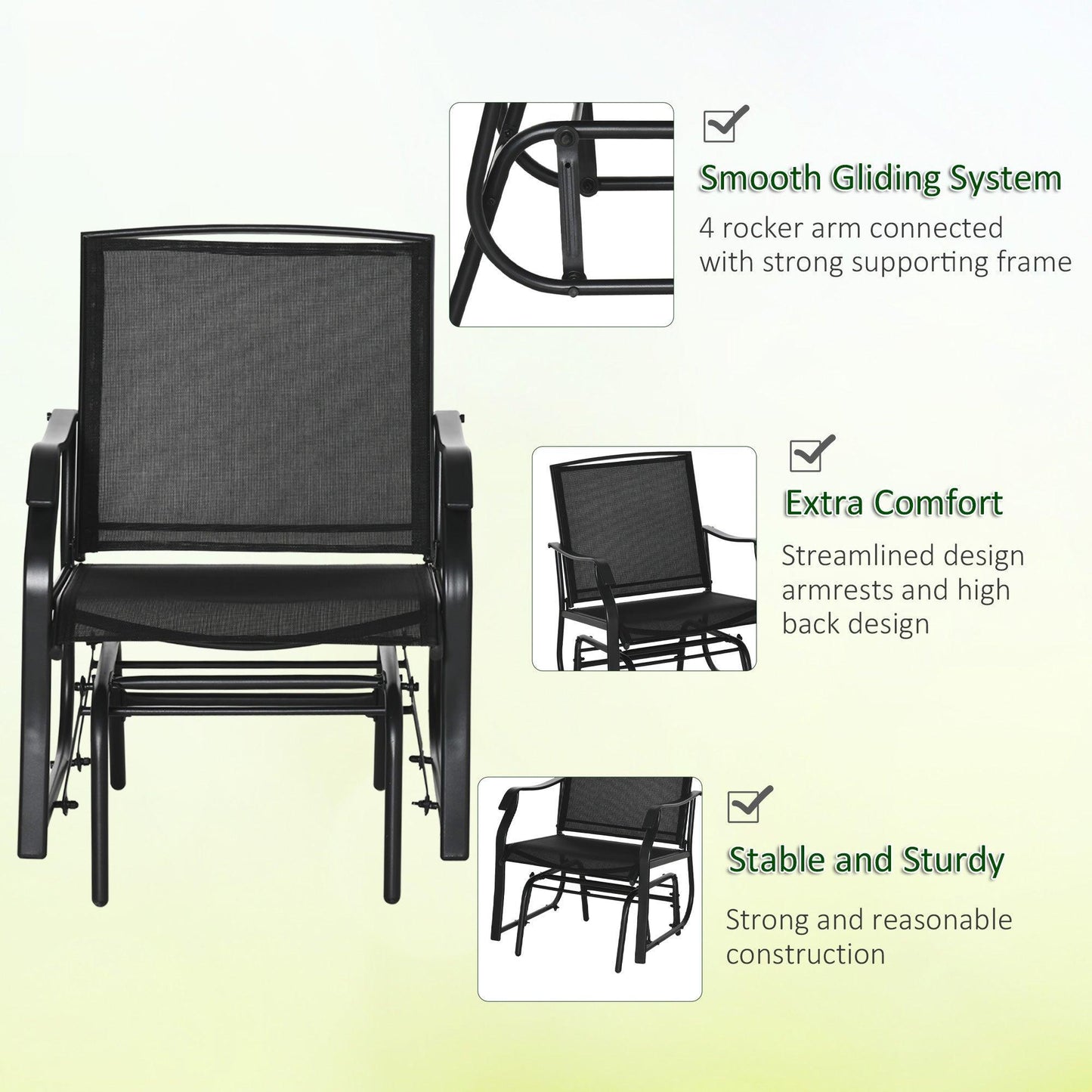 Outsunny Glider Rocking Chair Set - Outdoor Patio Furniture - ALL4U RETAILER LTD