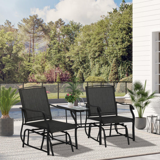 Outsunny Glider Rocking Chairs with Table - Patio Love Seat - ALL4U RETAILER LTD