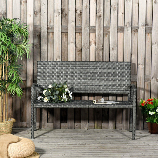 Outsunny Gray Patio Love Seat Outdoor Chair - ALL4U RETAILER LTD