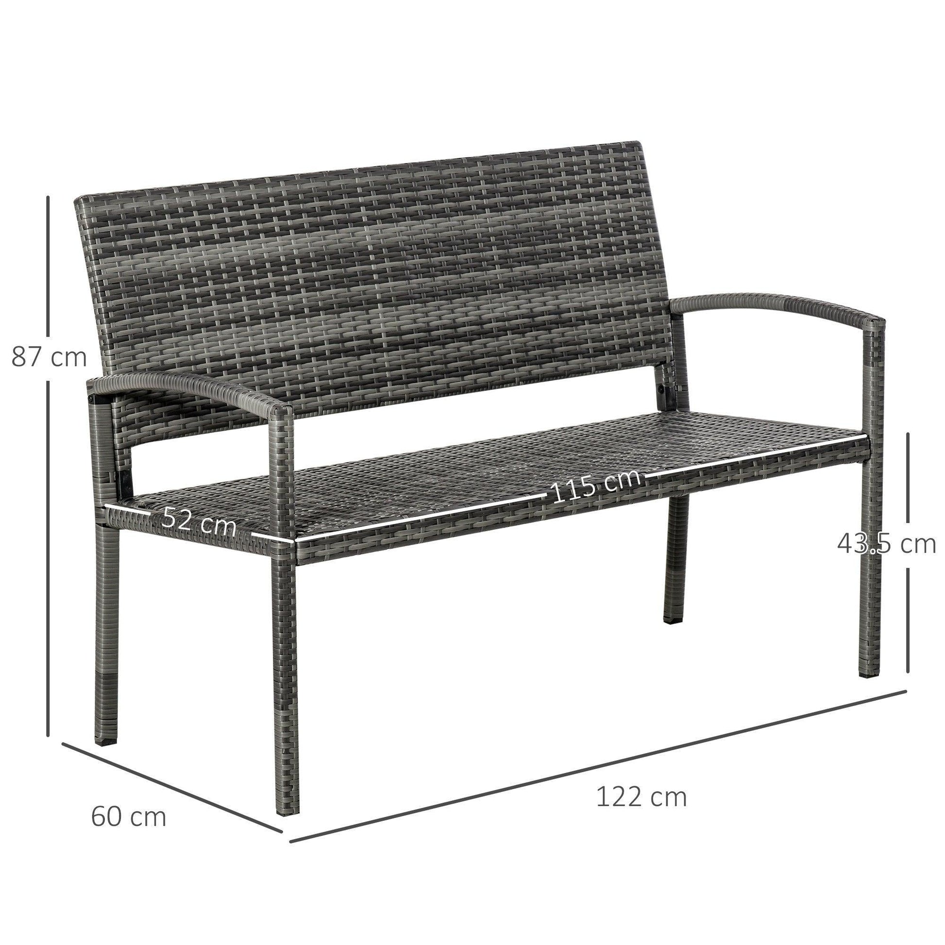 Outsunny Gray Patio Love Seat Outdoor Chair - ALL4U RETAILER LTD