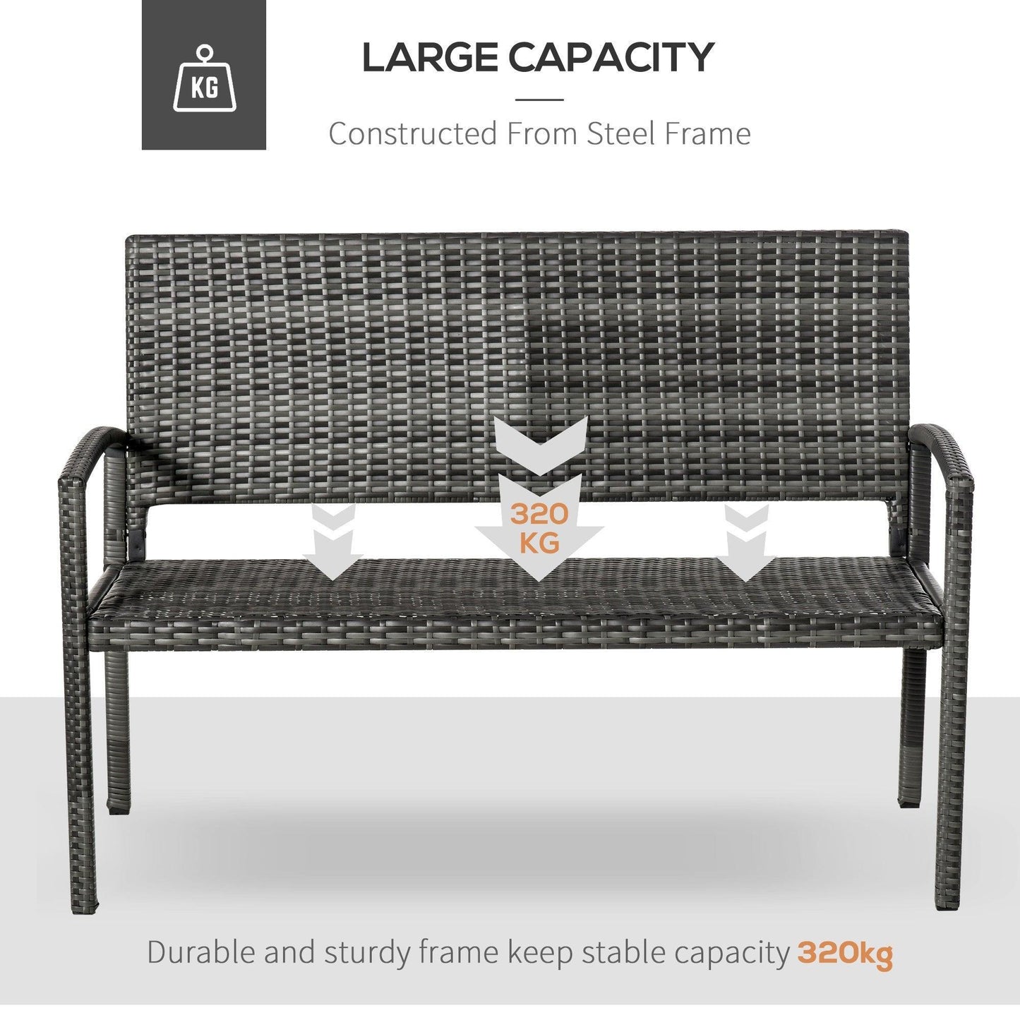 Outsunny Gray Patio Love Seat Outdoor Chair - ALL4U RETAILER LTD