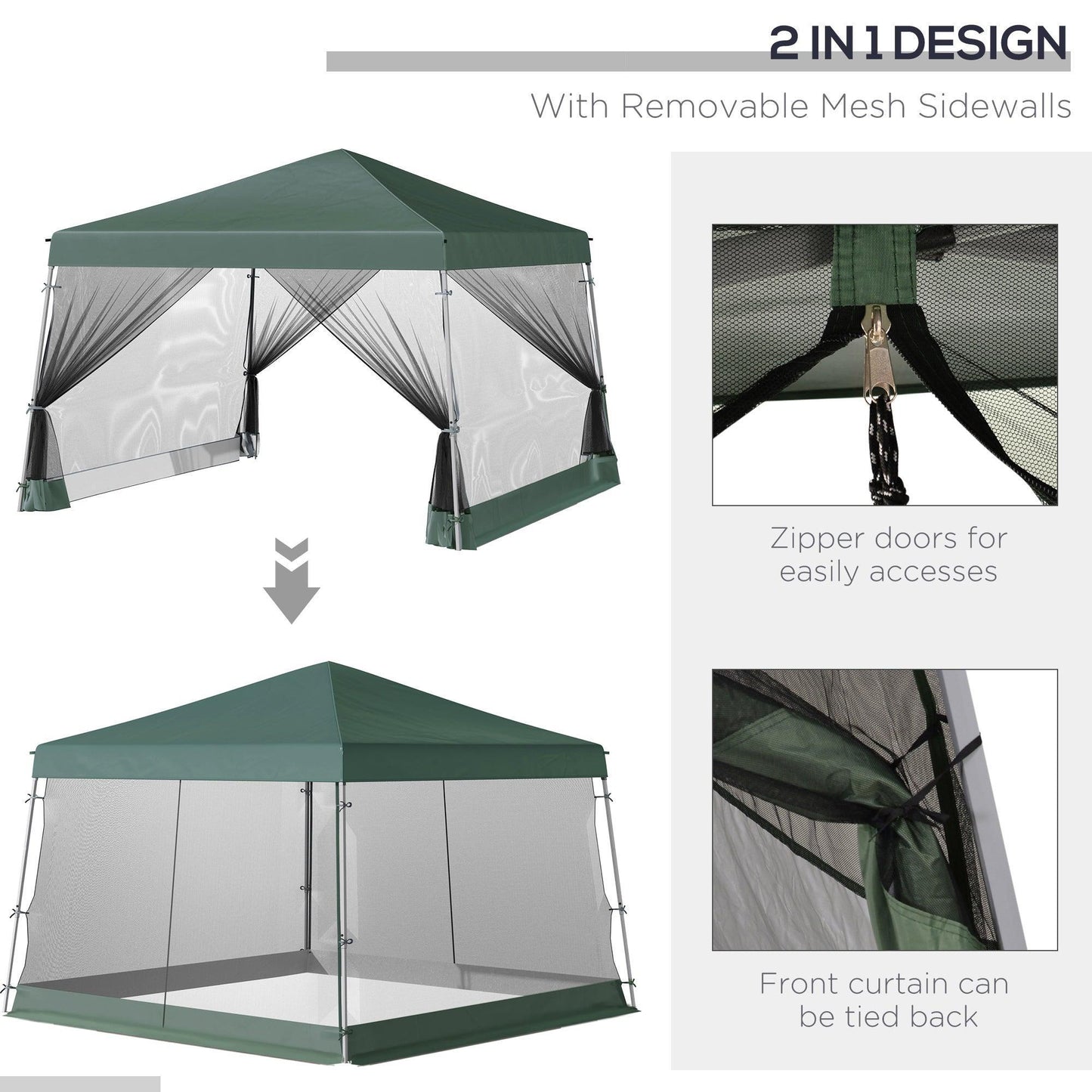 Outsunny Green 3.6m x 3.6m Pop Up Gazebo - ALL4U RETAILER LTD