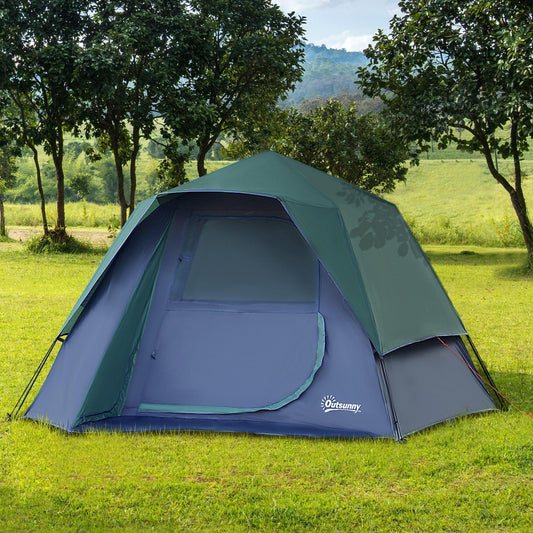 Outsunny Green 4-Person Lightweight Camping Tent - ALL4U RETAILER LTD