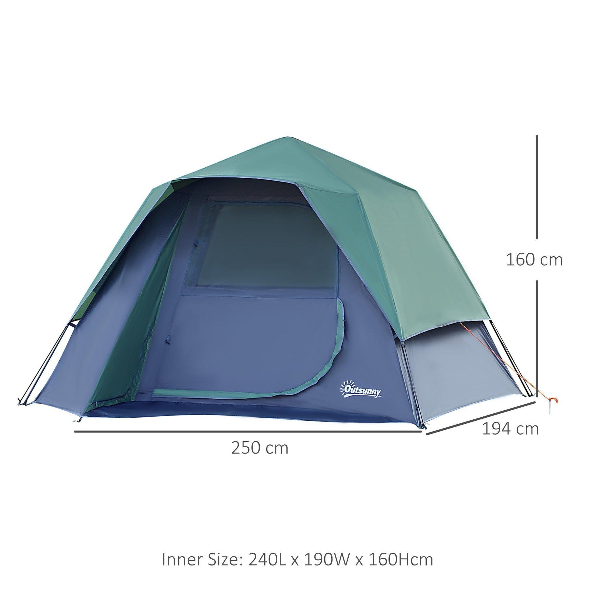 Outsunny Green 4-Person Lightweight Camping Tent - ALL4U RETAILER LTD