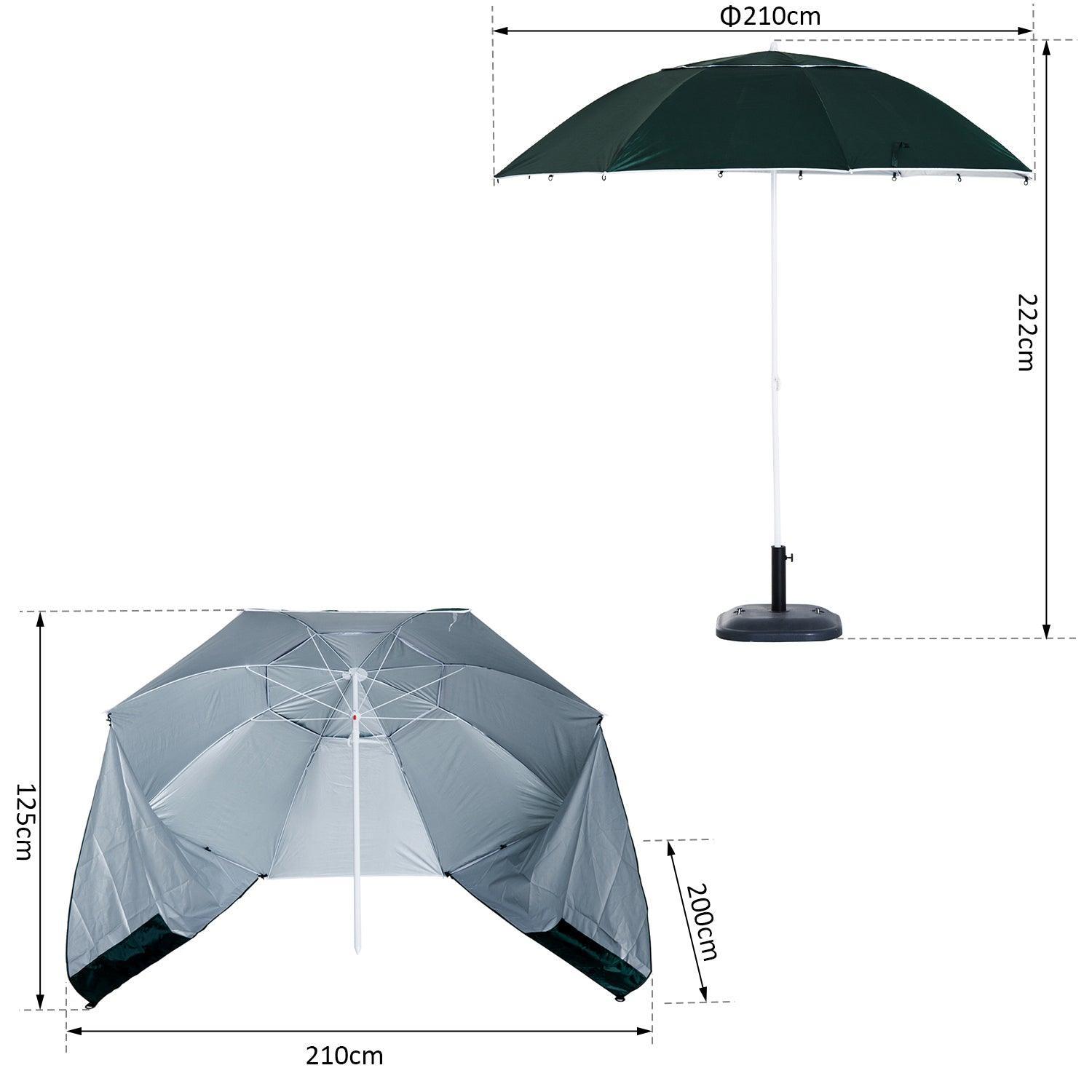 Outsunny Green Beach Umbrella - All-Weather - ALL4U RETAILER LTD