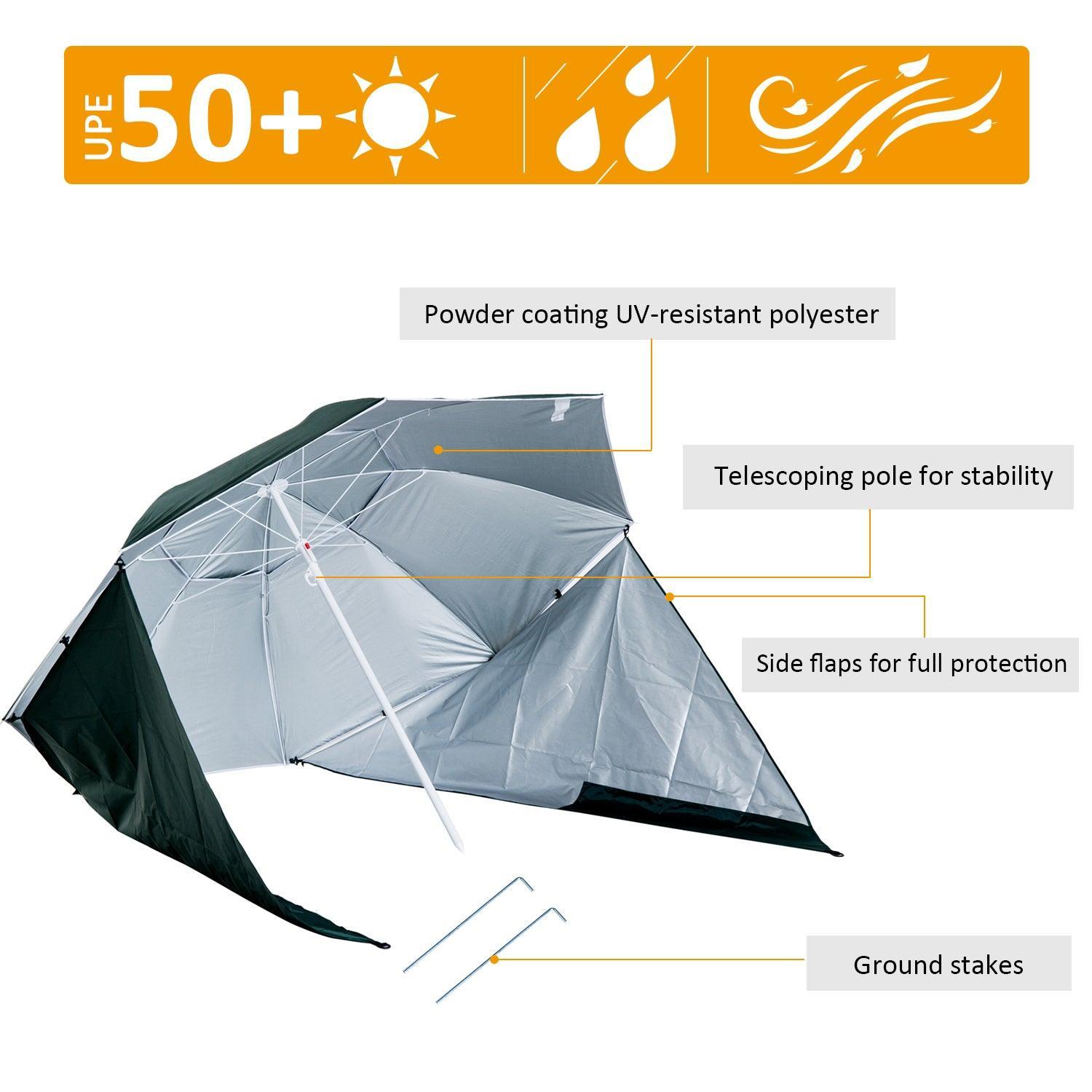 Outsunny Green Beach Umbrella - All-Weather - ALL4U RETAILER LTD