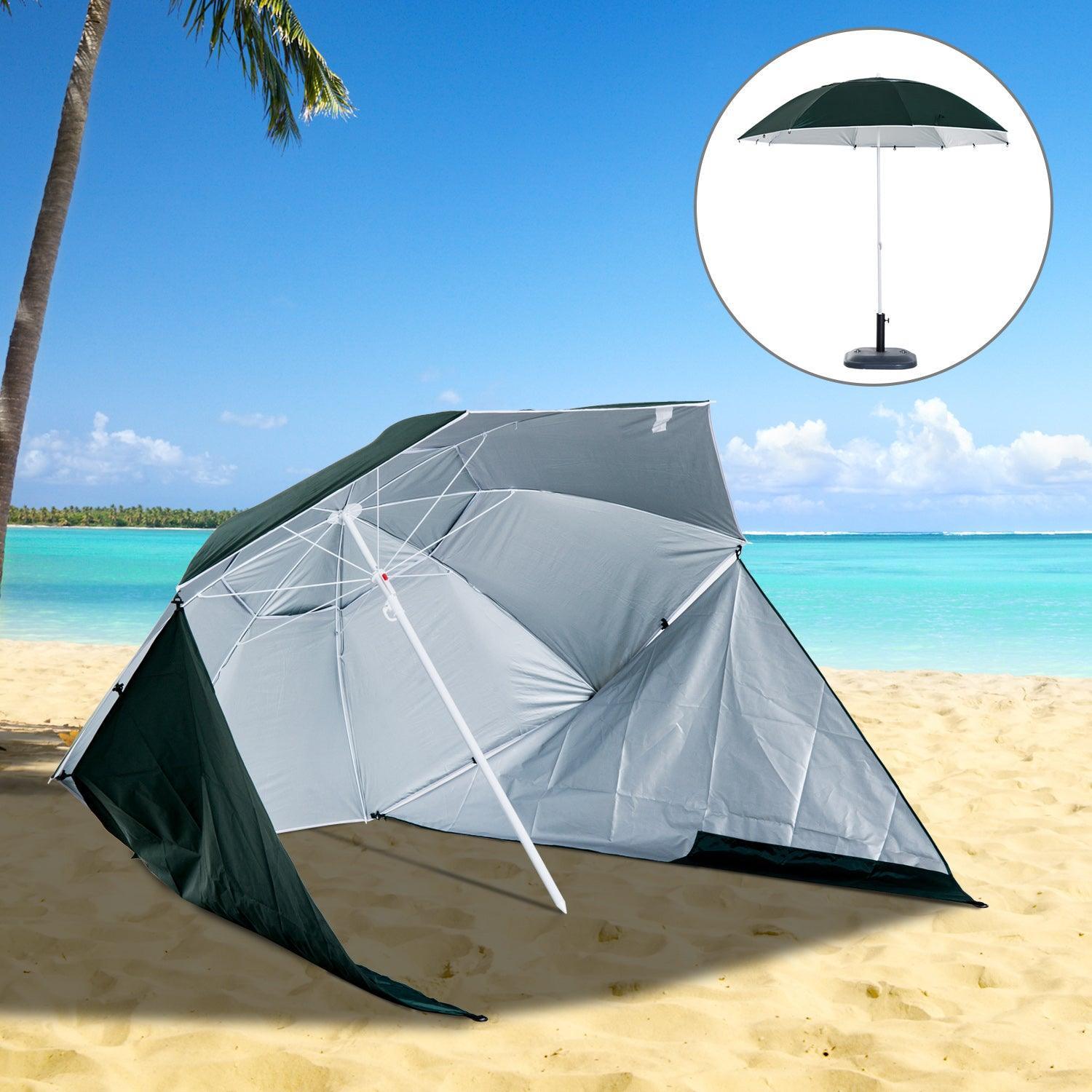 Outsunny Green Beach Umbrella - All-Weather - ALL4U RETAILER LTD