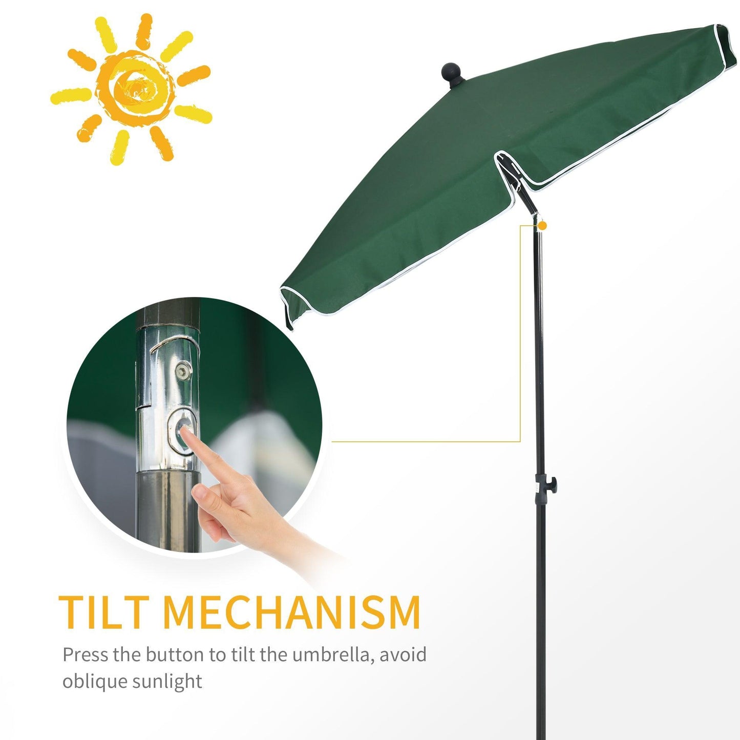 Outsunny Green Patio Umbrella Tilt 2M x 1.25M - ALL4U RETAILER LTD