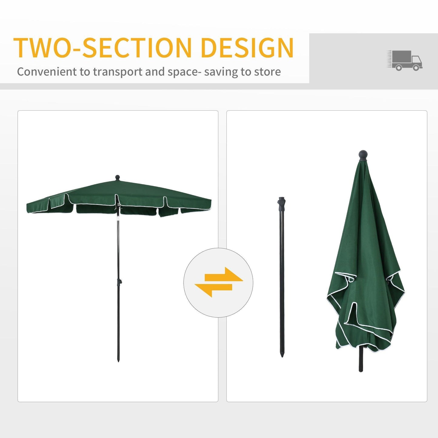 Outsunny Green Patio Umbrella Tilt 2M x 1.25M - ALL4U RETAILER LTD