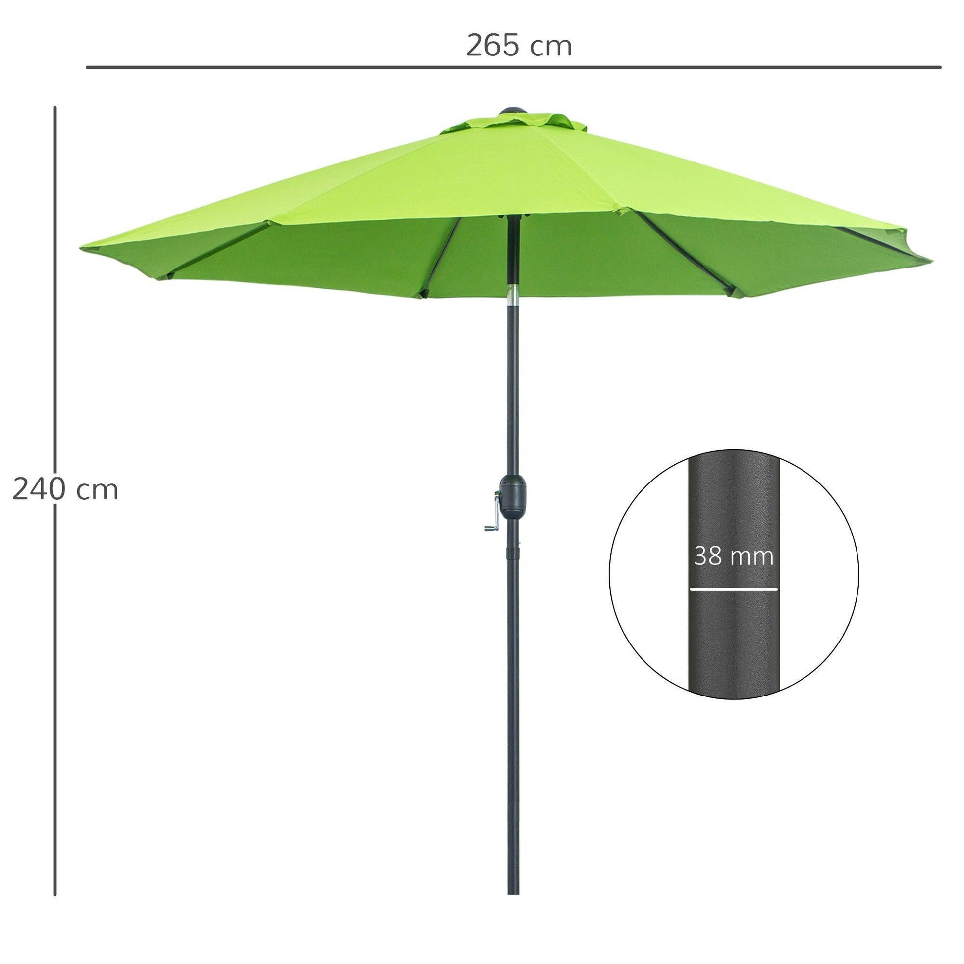 Outsunny Green Patio Umbrella with Crank, Tilt Shade - 2.7M - ALL4U RETAILER LTD