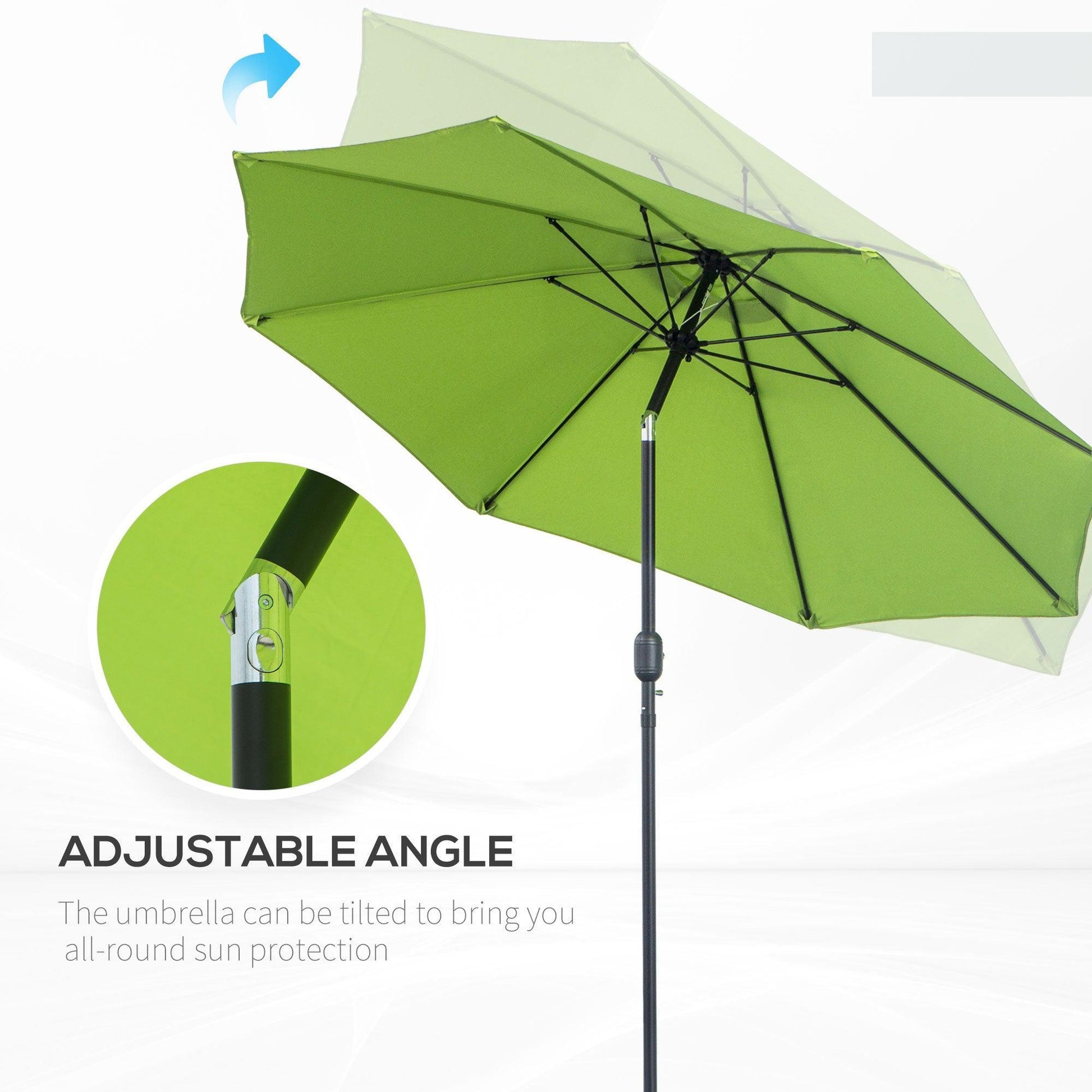 Outsunny Green Patio Umbrella with Crank, Tilt Shade - 2.7M - ALL4U RETAILER LTD