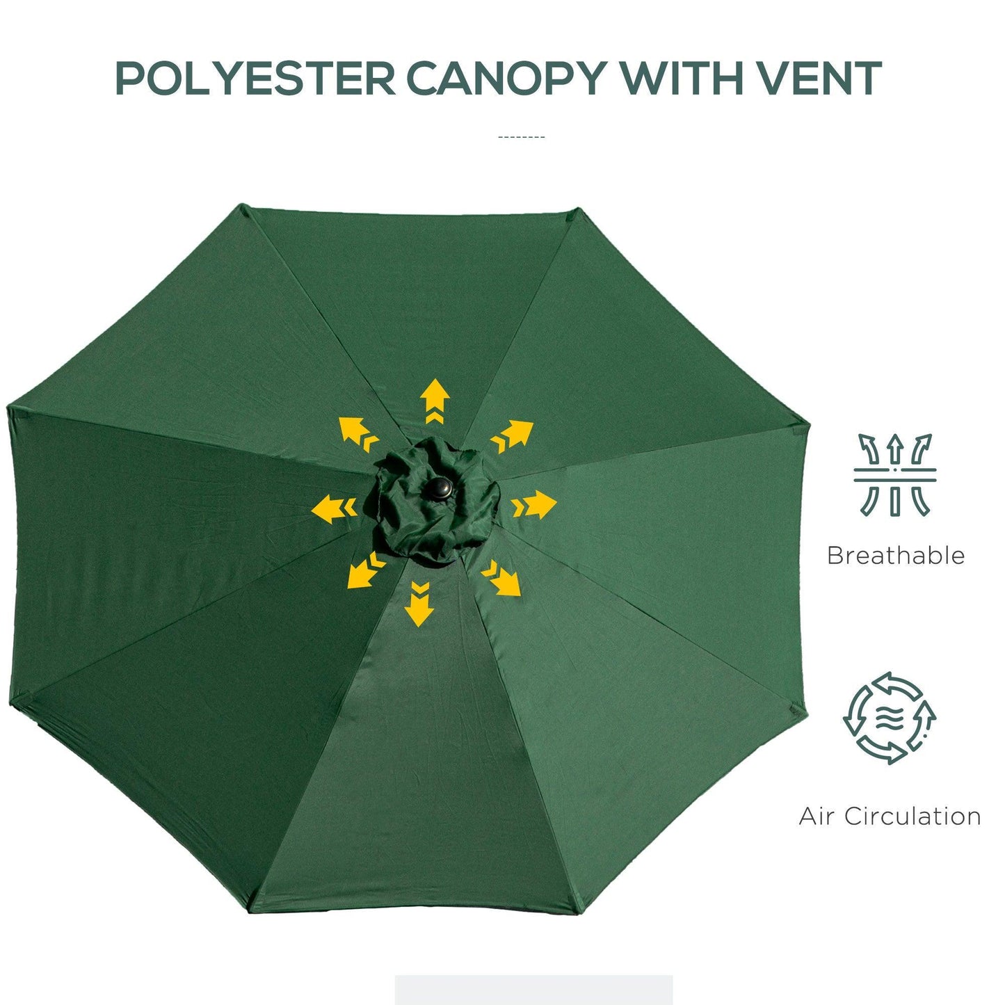 Outsunny Green Tilting Outdoor Sun Shade Umbrella with Crank Handle - ALL4U RETAILER LTD