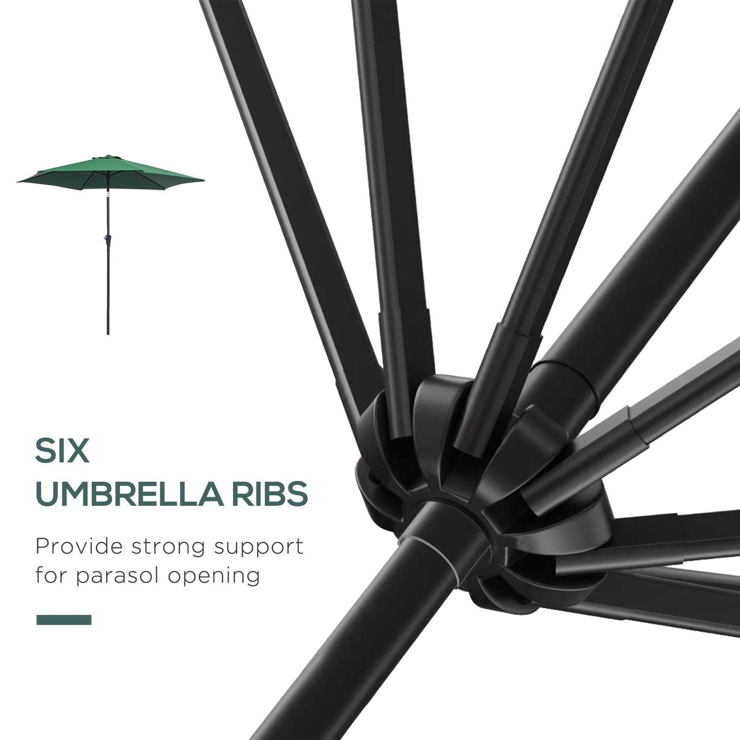 Outsunny Green Tilting Parasol: 2.7M for Stylish Shade - ALL4U RETAILER LTD