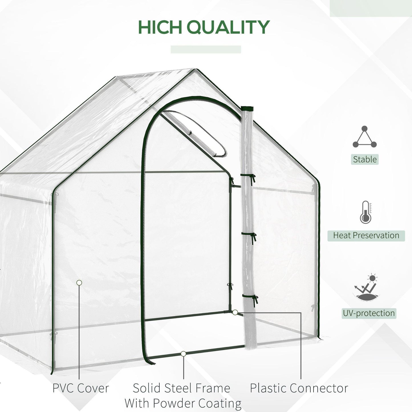 Outsunny Greenhouse - 180x100x168cm - White - ALL4U RETAILER LTD