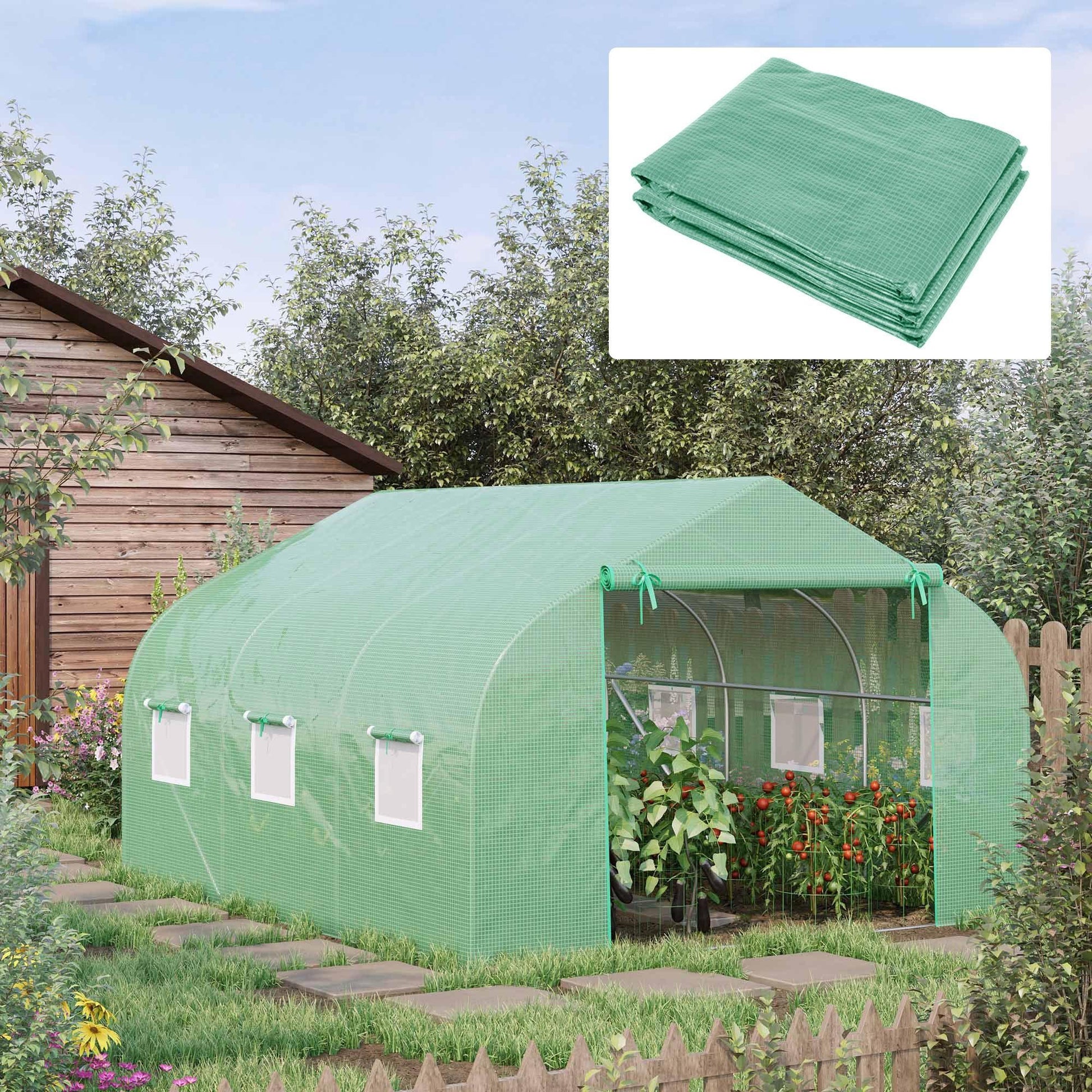 Outsunny Greenhouse Cover Replacement - 4.5x3x2m - ALL4U RETAILER LTD