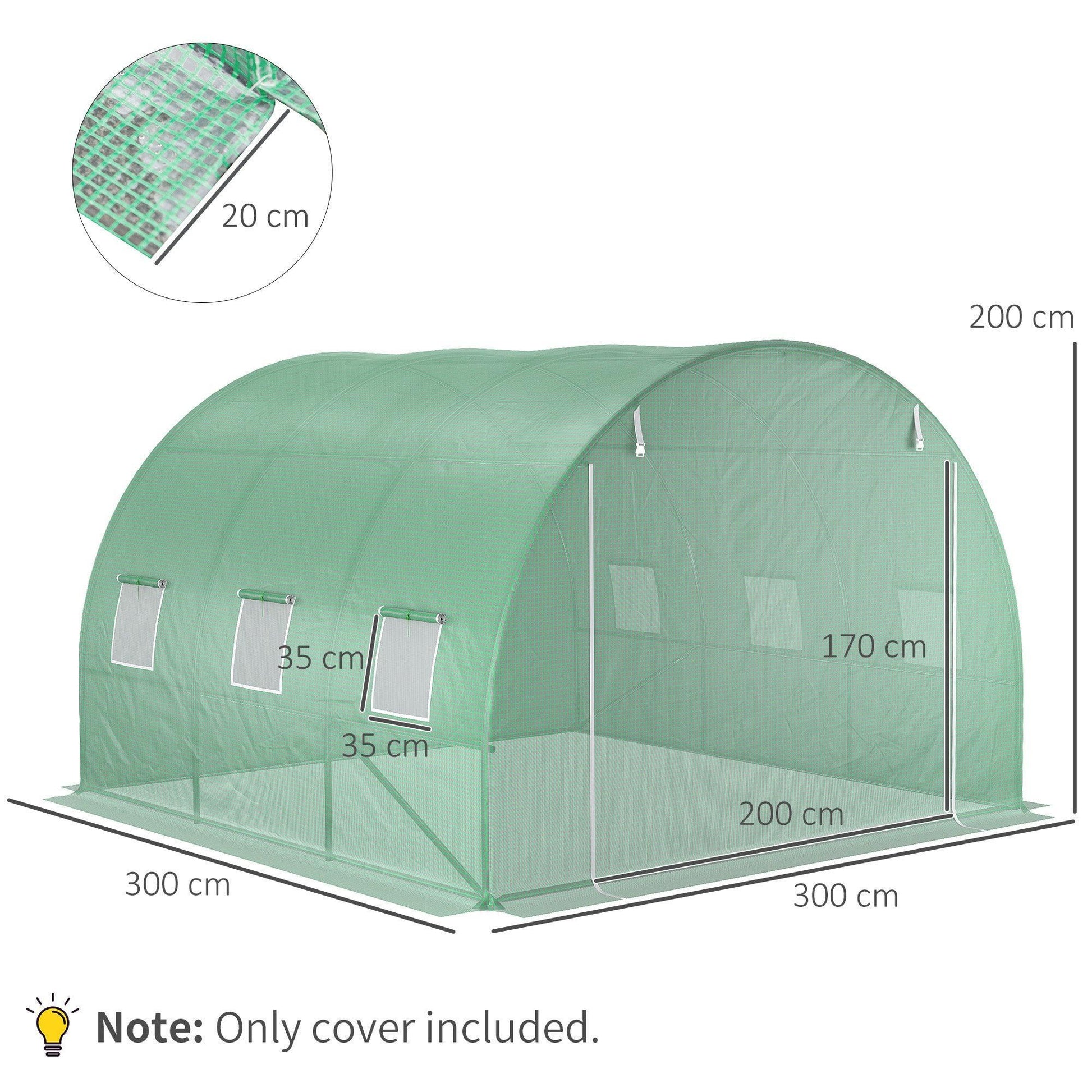 Outsunny Greenhouse Cover - Winter PE Replacement for 3x3x2m Tunnel - ALL4U RETAILER LTD