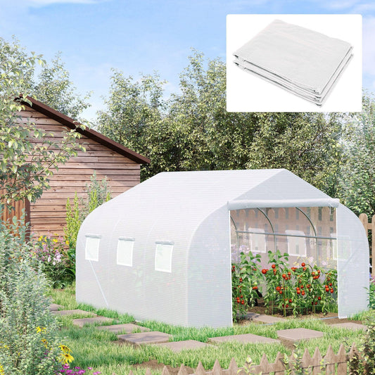 Outsunny Greenhouse Replacement Cover for Walk-In Growhouse (White) - ALL4U RETAILER LTD