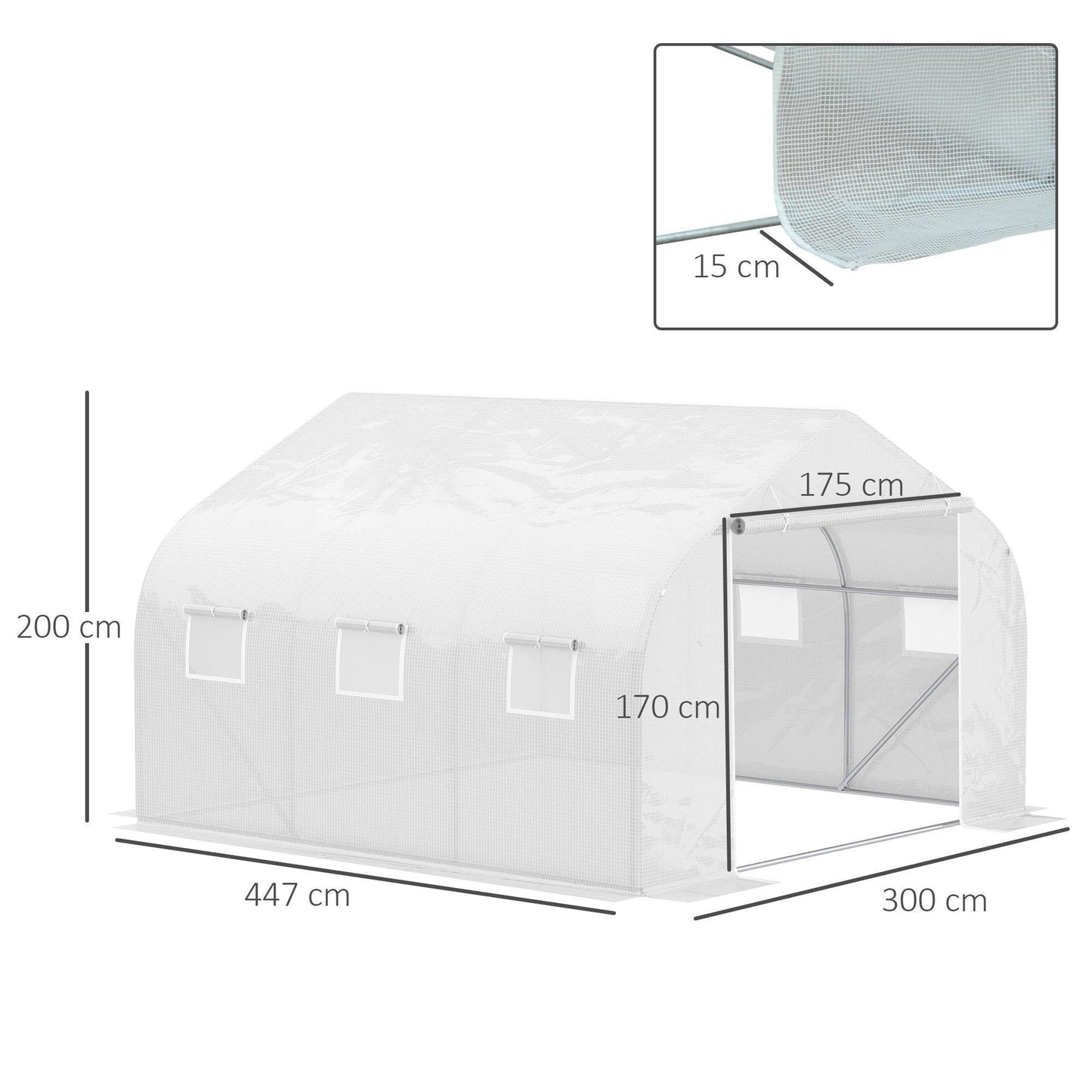 Outsunny Greenhouse Replacement Cover for Walk-In Growhouse (White) - ALL4U RETAILER LTD