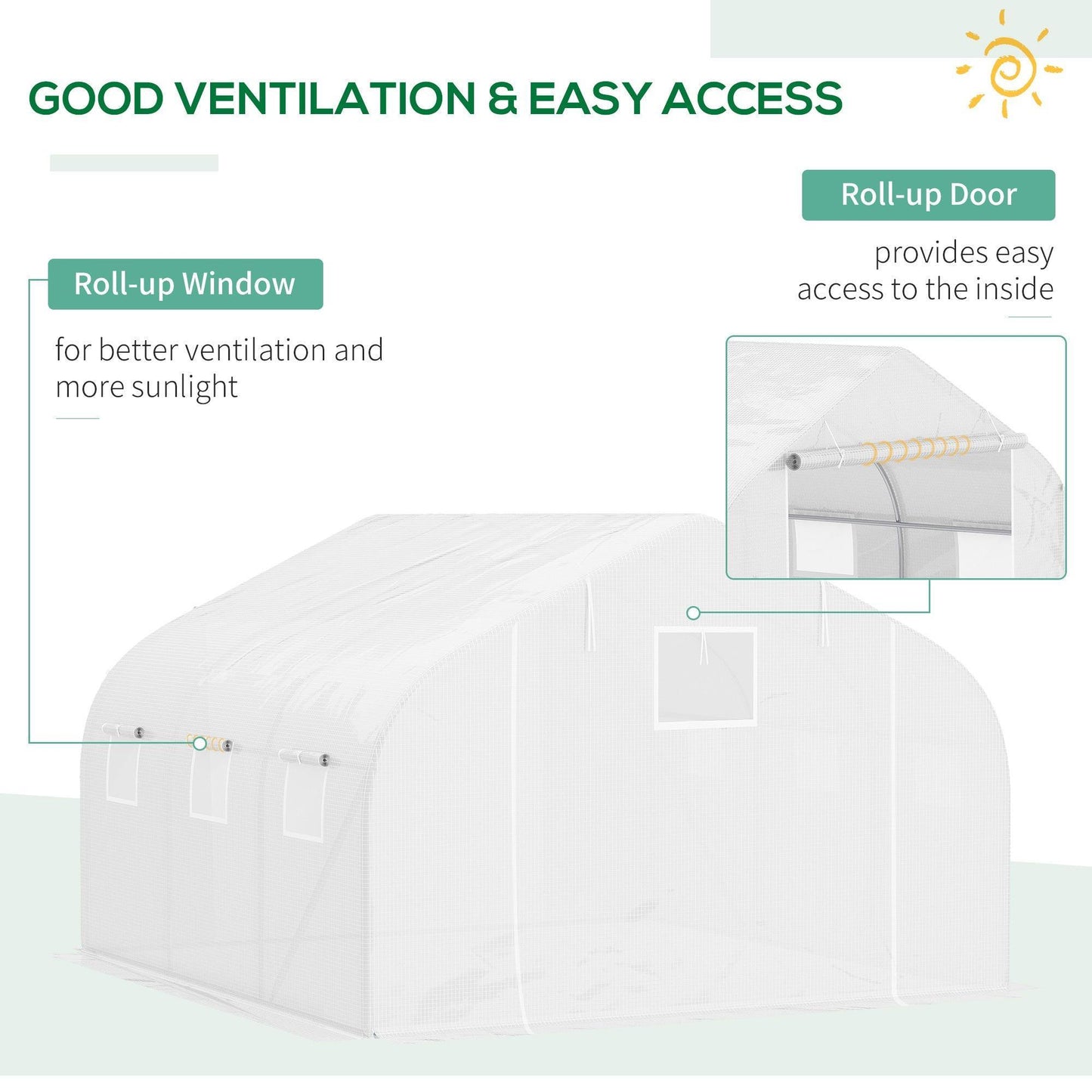 Outsunny Greenhouse Replacement Cover for Walk-In Growhouse (White) - ALL4U RETAILER LTD